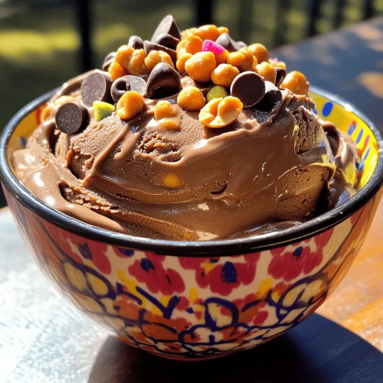 To make Chocolate Peanut Butter Banana Nice Cream, you need: - 4 ripe bananas, peeled, sliced into coins, and frozen - 2 tablespoons unsweetened cocoa powder - 3 tablespoons natural peanut butter - 1 teaspoon pure vanilla extract - A pinch of sea salt These ingredients create a rich and smooth base for your nice cream. The frozen bananas give it that creamy texture, while cocoa and peanut butter add flavor. If you want to add more sweetness, consider these options: - 1 tablespoon maple syrup or honey This step is not a must, but it can make your nice cream even sweeter. Taste the mixture during blending. If it needs more sweetness, add the maple syrup or honey, then blend again briefly. To elevate your nice cream, you can add these garnishes: - Chopped roasted peanuts - Chocolate chips These toppings add crunch and extra flavor. They make your nice cream look even more appealing and fun. Sprinkle them on just before serving for a delightful finish! First, take 4 ripe bananas. Peel each one and slice them into coins. Lay the banana coins on a baking sheet lined with parchment paper. It is key to spread them in a single layer. Next, place the baking sheet in the freezer. Leave them in the freezer for at least 4 hours. This step makes sure the bananas are completely frozen. Once the bananas are frozen, it is time to blend. Put the frozen banana coins into a food processor. Add 2 tablespoons of unsweetened cocoa powder, 3 tablespoons of natural peanut butter, and 1 tablespoon of maple syrup or honey if you want extra sweetness. Don’t forget to add 1 teaspoon of pure vanilla extract and a pinch of sea salt. Secure the lid on the food processor. Blend everything until it is smooth and creamy. This should take about 2-3 minutes. Stop every now and then to scrape down the sides. Taste the nice cream. If you want it sweeter, add more maple syrup or honey. Blend again for just a few seconds to mix it well. You can serve the nice cream right away for a soft-serve feel. Just scoop it into bowls and enjoy! If you like it firmer, put the mixture into an airtight container. Freeze it for an extra hour before serving. For a fun touch, sprinkle chopped roasted peanuts and chocolate chips on top. Serve in chilled bowls to keep it cold longer. Enjoy your treat! To get that smooth and creamy nice cream, frozen bananas are key. Make sure your bananas are ripe. Ripe bananas have more sweetness and flavor. Slice them into coins before freezing. This helps them blend easier. Blend the frozen bananas for 2-3 minutes. Stop to scrape the sides to mix well. This ensures every bit gets creamy. Freeze banana slices for at least 4 hours. This gives the best texture. If you want soft-serve, serve it right after blending. For firmer nice cream, freeze it in a container for an hour. When ready to serve, let it thaw for about 5-10 minutes. This makes it easier to scoop. You can use maple syrup or honey for extra sweetness. If you want a healthier touch, try agave syrup or stevia. For a richer flavor, add a bit more cocoa powder. You can also try mixing in a scoop of protein powder. This adds nutrition without changing the taste much. {{image_4}} You can add other fruits to your nice cream for fun flavors. Berries work great. Try strawberries or blueberries for a sweet twist. You can also add mango or pineapple for a tropical taste. Just mix them in when you blend the bananas. This way, you get a fruity nice cream that’s still creamy. If you want to switch up the nut butter, you have options. Almond butter gives a nice flavor too. Cashew butter is creamy and sweet, perfect for this recipe. Sunflower seed butter is a great choice for those with nut allergies. Each option adds a unique taste to your nice cream. For chocolate lovers, add extra cocoa powder for a rich flavor. You can also mix in some chocolate chips while blending. A dash of espresso powder enhances the chocolate taste. If you love mint, add a drop of peppermint extract for a minty twist. These easy changes will keep your nice cream exciting! To keep your Chocolate Peanut Butter Banana Nice Cream fresh, freeze it right. Use an airtight container to prevent ice crystals. Before sealing, smooth the top. This helps keep the nice cream creamy and prevents freezer burn. You can also cover the top with plastic wrap before sealing. This extra step adds more protection. Your nice cream can last up to two weeks in the freezer. After that, it may lose flavor and texture. For best taste, try to enjoy it within the first week. Label your container with the date you made it. This way, you can track how long it has been stored. When you are ready to enjoy your nice cream again, take it out of the freezer. Let it sit at room temperature for about 10 to 15 minutes. This softens it enough to scoop easily. If it still feels too hard, give it a few more minutes. You want it creamy, not icy. If you want to speed things up, you can blend it again for a few seconds. This helps restore its smooth texture. Yes, you can make it without a food processor. Use a strong blender instead. It may take longer to get smooth. You can also mash the bananas by hand. Then, mix in the cocoa powder and peanut butter with a fork. This method works, but the texture will not be as creamy. Yes, this nice cream is vegan-friendly. It uses ripe bananas, cocoa powder, and natural peanut butter. Maple syrup can replace honey for sweetness. All these ingredients are plant-based. You can enjoy this treat without worrying about animal products. To make this recipe healthier, try these tips: - Use less maple syrup or skip it. The ripe bananas are sweet enough. - Add spinach or kale for extra nutrients without changing the flavor much. - Use unsweetened cocoa powder for lower sugar. - Swap regular peanut butter for a nut butter with no added sugar. These changes will still give you a tasty treat and boost its health benefits. You learned how to make delicious nice cream using easy steps and simple ingredients. We discussed essential ingredients, flavor variations, and how to store your treats. By using tips for creamy texture, you can elevate your nice cream game. Remember, this treat is fun to make and enjoy! Now go ahead and create your own unique flavors. Your nice cream journey starts here!