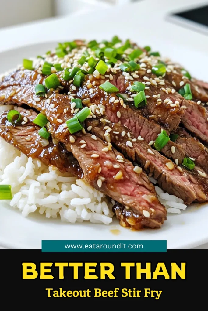 Satisfy your cravings with this Better Than Takeout Garlic Sesame Beef recipe! This easy dish features tender flank steak tossed in a delicious garlic and ginger sauce, served over fluffy jasmine rice. Perfect for a quick weeknight dinner, it's sure to impress your family and friends. Click to explore the full recipe and discover how to whip up this delightful meal in just 30 minutes! #GarlicSesameBeef #EasyRecipes #DinnerIdeas #QuickMeals