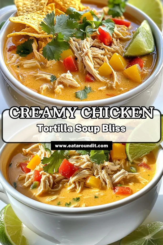 Savor the flavors of this Instant Pot Creamy Chicken Tortilla Soup! Packed with tender chicken, vibrant veggies, and a rich, creamy base, this recipe is perfect for cozy nights. It's quick to make and sure to impress your family. Top it off with tortilla chips and fresh cilantro for a delightful crunch! Click to explore this delicious recipe and bring warmth to your table tonight. #InstantPotSoup #ChickenTortillaSoup #EasyRecipes #DinnerIdeas