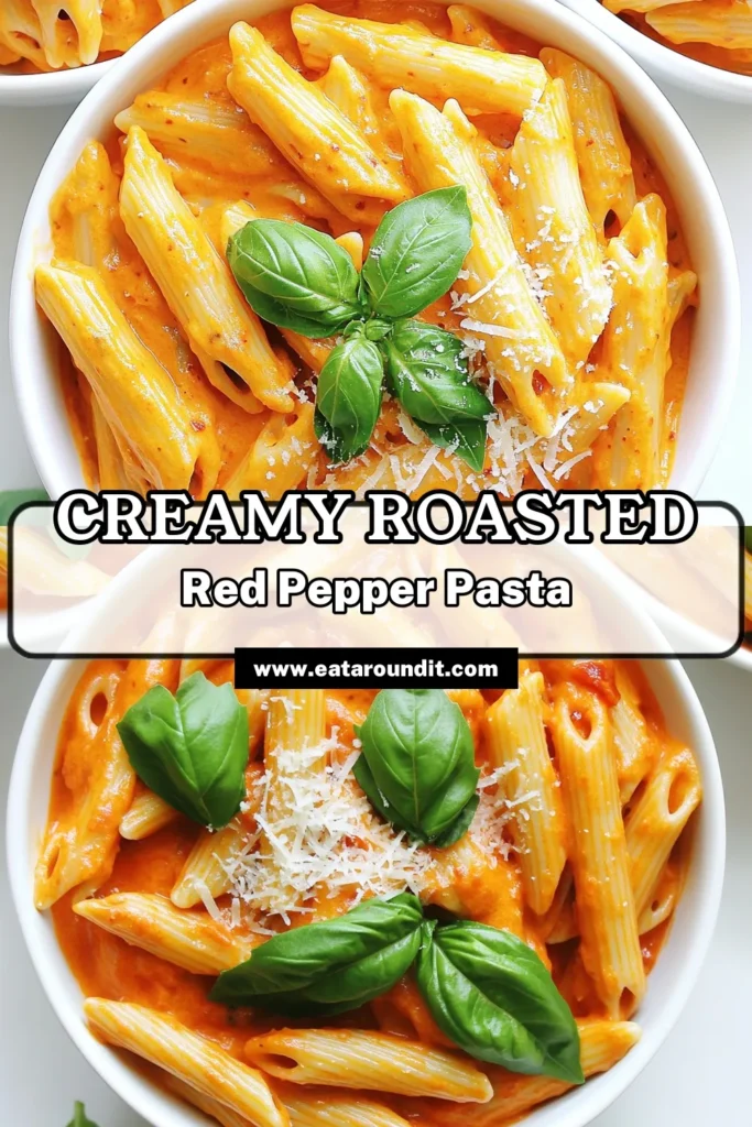 Indulge in this Creamy Roasted Red Pepper Pasta that's bursting with flavor! With roasted red peppers blended into a silky sauce, this dish is perfect for a weeknight dinner or a special occasion. It's simple to make, and you can customize the spice level to suit your taste. Ready to impress your friends and family? Click through for the full recipe and tips for serving! #CreamyPasta #RedPepperRecipes #PastaLovers #DinnerInspiration
