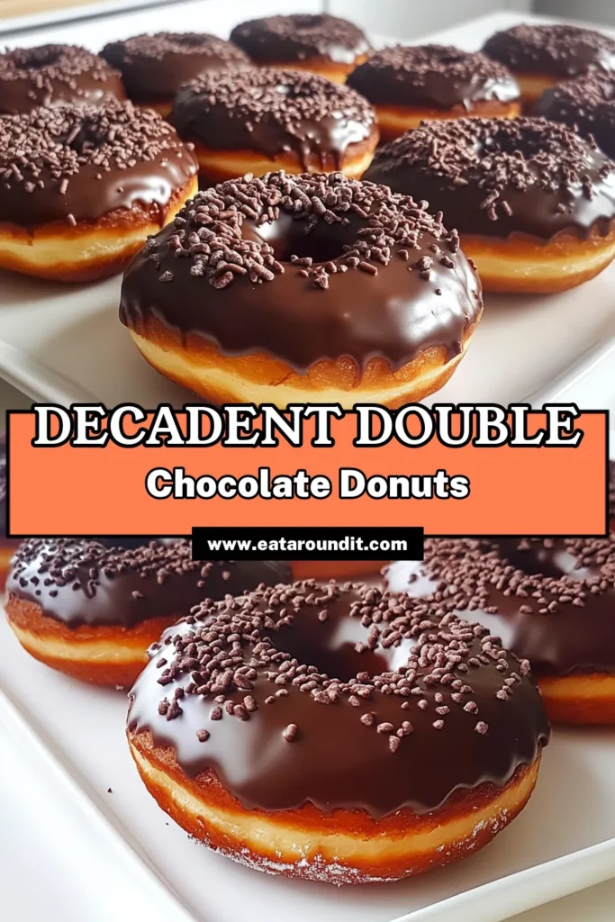 Indulge in these decadent Double Chocolate Donuts that are incredibly easy to make at home! With rich cocoa flavor, chocolate chips, and a delightful glaze, these donuts are perfect for breakfast or a sweet treat. In just 30 minutes, you can enjoy these fluffy delights. Click to discover the full recipe and treat yourself today! #DoubleChocolateDonuts #BakingRecipes #DessertIdeas #HomemadeDonuts