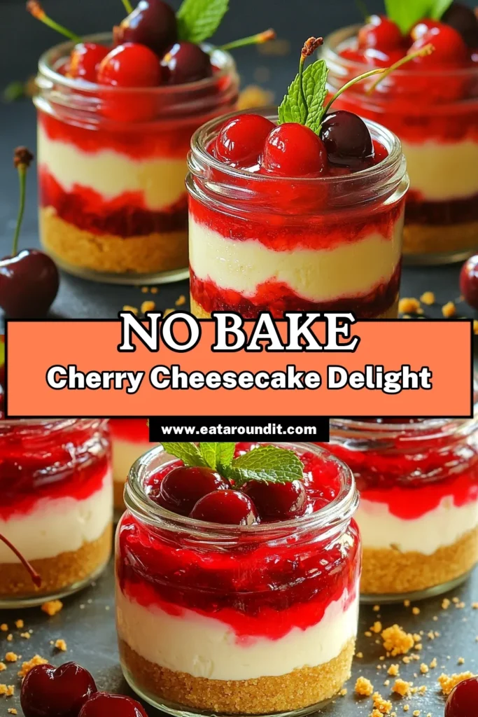 Indulge in the delightful world of no-bake cherry cheesecake jars! Perfect for any occasion, these easy-to-make desserts combine a buttery graham cracker crust with a creamy cheesecake filling, topped with sweet cherry pie filling. Learn the step-by-step recipe that makes dessert preparation a breeze and impresses every guest. Click through to explore the full recipe and create this scrumptious treat today!