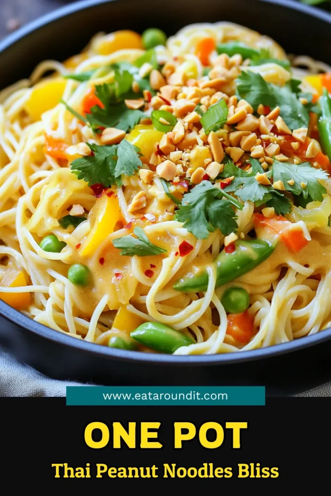 Whip up a delicious meal in no time with these One-Pot Creamy Thai Peanut Noodles! This quick and easy recipe combines rice noodles, coconut milk, and creamy peanut butter, topped with fresh veggies and garnished with crushed peanuts for an explosion of flavor. Perfect for busy weeknights, this dish is sure to please everyone at the table. Click through to explore the full recipe and bring this tasty dinner to life!