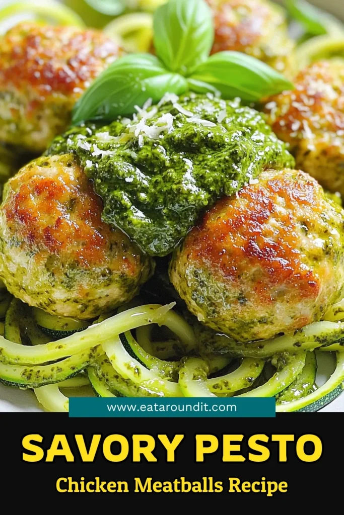 Savor the deliciousness of Pesto Parmesan Chicken Meatballs with this easy recipe! Made with ground chicken, flavorful pesto, and rich Parmesan, these meatballs are perfect for a cozy dinner. Simply mix, shape, and bake for a mouthwatering dish that’ll impress your family. Ready in just 40 minutes, they pair wonderfully with pasta or zucchini noodles. Click to explore this recipe and elevate your mealtime! #ChickenMeatballs #PestoRecipes #EasyDinner #HomeCooking