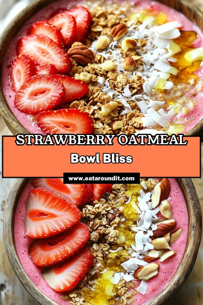 Elevate your breakfast game with this delicious Strawberry Oatmeal Smoothie Bowl! Packed with fresh strawberries, creamy banana, and hearty oats, this nutritious bowl is perfect for a quick morning fix. Discover how to blend your way to a tasty and satisfying meal, complete with your favorite toppings. Click to explore the full recipe and enjoy a delightful start to your day! #SmoothieBowl #HealthyBreakfast #StrawberryRecipes #OatmealSmoothie