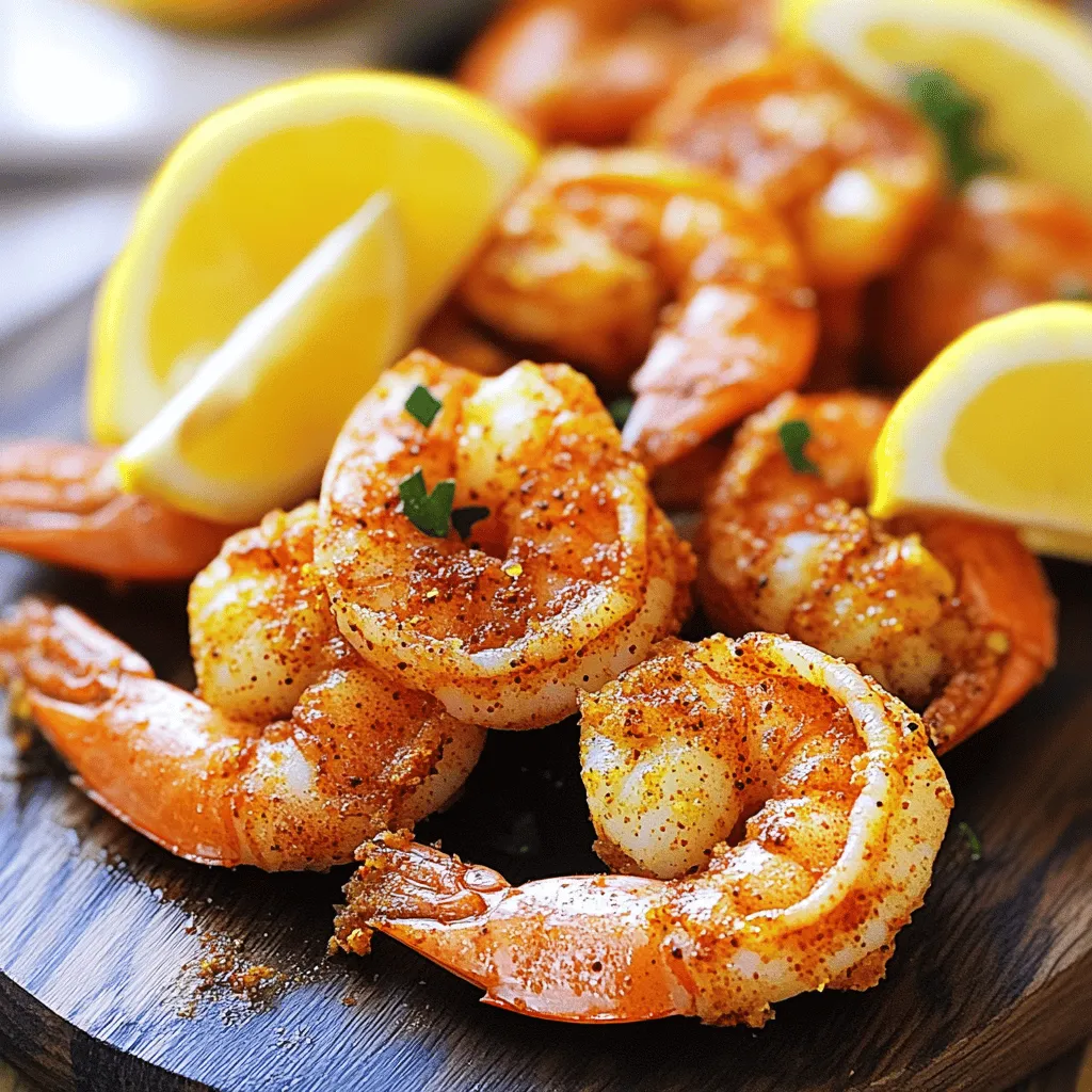 - 1 pound large shrimp, peeled and deveined - 2 tablespoons olive oil - 1 tablespoon Cajun seasoning - ½ teaspoon garlic powder - ½ teaspoon onion powder - ½ teaspoon smoked paprika - ½ teaspoon black pepper - ½ teaspoon salt - ¼ teaspoon cayenne pepper (adjust according to your heat preference) - Lemon wedges, for serving Gather these items before you start cooking. The large shrimp will be the star of this dish. Make sure they are fresh and cleaned. Olive oil adds richness and helps the seasoning stick. Cajun seasoning gives the shrimp that bold flavor. Garlic powder and onion powder add depth. Smoked paprika brings warmth and color. Black pepper and salt enhance all the flavors. Finally, cayenne pepper lets you control the heat. Serve with lemon wedges for a zesty finish. - In a large bowl, mix 2 tablespoons of olive oil with 1 tablespoon of Cajun seasoning. Add ½ teaspoon each of garlic powder, onion powder, smoked paprika, black pepper, salt, and ¼ teaspoon of cayenne pepper. Stir the mix well. This blend gives the shrimp a zesty kick. - Next, add 1 pound of peeled and deveined shrimp to the bowl. Toss the shrimp gently in the marinade until each piece is well coated. For the best flavor, let the shrimp sit for at least 15 minutes at room temperature. - Preheat your air fryer to 400°F (200°C). This step takes about 5 minutes and helps the shrimp get crispy. - Place the marinated shrimp in a single layer in the air fryer basket. Avoid crowding the shrimp. If needed, cook in batches. This ensures they cook evenly. - Air fry the shrimp for 8 to 10 minutes. Halfway through, shake the basket to help with crispiness. The shrimp should turn golden brown. They should reach an internal temperature of 120°F (49°C) when done. Watch closely to avoid overcooking. Marinating shrimp adds depth to the dish. I recommend letting the shrimp sit in the marinade for at least 15 minutes. This time allows the flavors to soak in. If you have more time, marinate for up to an hour for an even richer taste. Preheating your air fryer is key. Set it to 400°F (200°C) for about 5 minutes. This step ensures the shrimp cook evenly and get that nice crunch. Avoid overcrowding the basket. Lay the shrimp in a single layer to let the hot air circulate. If you have too many shrimp, cook in batches. Presentation matters! Serve the shrimp on a vibrant platter. Garnish with fresh parsley or cilantro for color. Arrange the lemon wedges around the shrimp. This adds a nice touch and enhances the dish's appeal. Enjoy your flavorful creation! {{image_4}} You can easily change the heat of your crispy Cajun shrimp. If you want a milder dish, skip the cayenne pepper. Instead, use a pinch of paprika for flavor. For a spicier version, add more cayenne pepper. You can also try adding hot sauce to the marinade for an extra kick. Cajun seasoning is great, but don't feel limited to that. Try using Old Bay seasoning for a seafood twist. You can also mix in some Italian herbs for a different flavor. Experiment with taco seasoning for a fun, zesty take. Each blend gives your shrimp a unique taste. Air-frying shrimp with vegetables can enhance your meal. Try adding bell peppers, zucchini, or asparagus. Cut them into bite-sized pieces and toss them in the same marinade. Place them alongside the shrimp in the air fryer. This method cooks everything at once, making it a colorful and tasty dish. To keep your crispy Cajun shrimp fresh, store them in an airtight container. First, let the shrimp cool to room temperature. Then, place them in the container and refrigerate. They will stay good for up to two days. Avoid stacking them too high to keep them from getting soggy. To reheat your shrimp, use the air fryer again for best results. Preheat the air fryer to 350°F (175°C). Place the shrimp in a single layer and heat for about 3-5 minutes. This method helps to keep them crispy. If you use a microwave, the shrimp may become chewy and lose their crunch. Yes, you can use frozen shrimp. Just make sure to thaw them first. I recommend placing them in the fridge overnight or running them under cold water for a quick thaw. After thawing, pat the shrimp dry with paper towels. This step is key to getting a crispy finish. Then, follow the same marinating and cooking steps as fresh shrimp. Some great Cajun seasoning brands are Tony Chachere's, Zatarain's, or Slap Ya Mama. Each brand has its own unique flavor. I suggest tasting a bit of each to find your favorite. You can also make your own blend. Mix paprika, cayenne, garlic powder, and thyme for a fresh taste. Adjust the heat level to fit your taste. Look for a few signs to tell if shrimp are done. First, they should turn from gray to pink. Second, they will curl into a C shape. If they form an O shape, they may be overcooked. Lastly, check the internal temperature. It should reach 120°F (49°C). Use a meat thermometer for accuracy. In this blog post, we covered how to make tasty air-fried Cajun shrimp. We discussed the key ingredients, the steps to prepare and cook them, and tips for the best flavor. Don't forget to marinate your shrimp for full taste and avoid overcrowding your air fryer for crispiness. Feel free to adjust the spice levels and add veggies for more variety. By following these tips, you can create a delicious meal that impresses everyone. Enjoy your cooking journey!