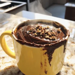- 4 tablespoons all-purpose flour - 4 tablespoons granulated sugar - 2 tablespoons unsweetened cocoa powder - 1/8 teaspoon baking powder - 1/8 teaspoon salt - 3 tablespoons milk (dairy or non-dairy) - 2 tablespoons vegetable oil (or melted coconut oil) - 1 teaspoon pure vanilla extract - 2 tablespoons chocolate hazelnut spread (such as Nutella) - Chopped hazelnuts for garnish (optional) - 4 tablespoons = 1/4 cup - 3 tablespoons = 1.5 ounces - 2 tablespoons = 1 ounce - 1 teaspoon = 5 milliliters - 1/8 teaspoon = 0.5 milliliters These conversions help if you prefer different measuring tools. Use what you have on hand. - Chopped hazelnuts add crunch. - A dollop of whipped cream makes it richer. - A sprinkle of cocoa powder gives a nice touch. - A drizzle of chocolate syrup adds extra sweetness. Feel free to mix and match these toppings to make your mug cake even more tasty! Start with a large, microwave-safe mug. Add 4 tablespoons of all-purpose flour. Next, mix in 4 tablespoons of granulated sugar. Then, add 2 tablespoons of unsweetened cocoa powder. Don’t forget 1/8 teaspoon of baking powder and a pinch of salt. Use a small whisk or fork to blend these dry ingredients well. Make sure there are no clumps. This step sets the base for our cake. Now, pour in 3 tablespoons of milk. You can use dairy or non-dairy milk. Add 2 tablespoons of vegetable oil or melted coconut oil. Lastly, mix in 1 teaspoon of pure vanilla extract. Stir continuously until your batter is smooth. You want to eliminate any lumps here for the best texture. Take 2 tablespoons of chocolate hazelnut spread and place it in the middle of the batter. Use a knife or a toothpick to gently swirl it. Aim for a marbled effect but don’t mix it in too much. You want those delicious pockets of hazelnut spread in the cake. Put your mug in the microwave. Cook it on high for 40 to 60 seconds. At the 40-second mark, start checking if it’s done. The cake should rise and look set in the center. Watch closely to avoid overcooking, as every microwave is different. Once cooked, carefully take the mug out of the microwave. Let it cool for about one minute. This helps to avoid burns and makes it easier to enjoy. If you want to make your mug cake even better, sprinkle some chopped hazelnuts on top. This adds a nice crunch and looks great. Enjoy your chocolate hazelnut mug cake warm and right from the mug! To get the best texture for your mug cake, mix well. Make sure all dry and wet ingredients blend smoothly. I always use a fork or whisk to avoid clumps. The batter should be thick but pourable. This ensures a soft and fluffy cake. If you find it too thick, add a tiny bit more milk for balance. One common mistake is overcooking the cake. Microwaves can vary, so check it at 40 seconds. The cake should rise and look set. If you cook it too long, it will become rubbery. Another mistake is not swirling the hazelnut spread enough. You want a marbled effect, not fully mixed. This gives you pockets of gooey goodness in each bite. I recommend using a large microwave-safe mug. This gives the cake enough room to rise. A small whisk or fork is helpful for mixing. Make sure to use measuring spoons for accuracy. A toothpick or knife is great for swirling the hazelnut spread. Lastly, keep a microwave-safe plate handy to catch any spills. {{image_4}} You can easily make this mug cake vegan. Just swap the milk for a non-dairy milk, like almond or oat milk. Use a plant-based oil, such as coconut oil, instead of vegetable oil. Replace the chocolate hazelnut spread with a vegan version. This way, you keep the rich flavor while staying plant-based. To make this mug cake gluten-free, substitute the all-purpose flour with a gluten-free flour blend. Many blends work well in mug cakes. Just ensure the blend has a good mix of flours to maintain the texture. You may need to adjust the liquid slightly, so keep an eye on the batter's consistency. You can add more flavor to your cake if you want. Try adding a pinch of cinnamon or a dash of espresso powder for a mocha taste. You can also mix in a tablespoon of peanut butter for a nutty twist. Feel free to top it with whipped cream or a scoop of your favorite ice cream for a fun dessert! To keep your chocolate hazelnut mug cake fresh, store it in an airtight container. This helps keep moisture in and prevents it from drying out. You can also wrap the mug tightly with plastic wrap. If you plan to eat it later, store it in the fridge. When you're ready to enjoy the cake again, simply take it out of the fridge. Place it in the microwave for about 10 to 15 seconds. Check it to see if it’s warm enough. If not, heat it in short bursts of 5 seconds to avoid overcooking. The mug cake is best eaten fresh. However, it can last in the fridge for up to three days. After that, the texture may change. If you notice any off smells or changes in color, it’s best to toss it out. To make this mug cake dairy-free, simply swap regular milk for a non-dairy alternative. Almond milk, oat milk, or soy milk work well. You can use any kind you like. Just ensure it has a similar consistency to regular milk. This change keeps the cake moist and tasty. Yes, you can use other nut butters. Almond butter or cashew butter offer unique flavors. Just make sure the nut butter is creamy. This keeps the texture smooth. If you prefer, you can also try sun butter for a nut-free option. Check the mug cake after 40 seconds in the microwave. The cake should rise and look set in the middle. A toothpick inserted should come out clean. If it is still wet, microwave for 10 more seconds. Avoid overcooking, as it can become dry. Yes, you can double this recipe. Use a larger mug to hold more batter. Just mix the ingredients in a bowl first. Then pour half into each mug. Cook one mug at a time in the microwave. This ensures even cooking and delicious results. In this blog post, we explored how to make a delicious mug cake with hazelnut spread. We discussed the key ingredients, from measurement conversions to optional garnishes. You learned the step-by-step process, tips for achieving the right texture, and different variations for your taste. We also covered storage tips to keep your cake fresh. Remember, this mug cake is easy to customize. Enjoy experimenting with flavors and sharing your tasty creations with friends. Happy baking!