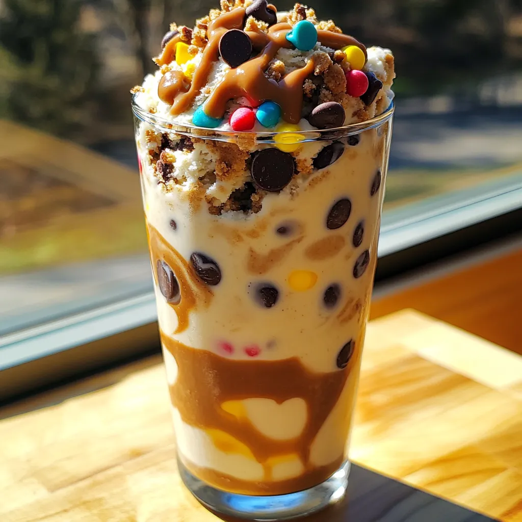 - 1 cup vanilla protein powder - 1/2 cup almond flour - 1/4 cup coconut flour - 1/4 cup natural peanut butter - 1/4 cup maple syrup or agave syrup - 1/2 cup unsweetened almond milk (adjust as needed) - 1 teaspoon vanilla extract - 1/2 cup mini chocolate chips - 1/2 cup Greek yogurt - Pinch of salt Each serving contains about: - Calories: 220 - Protein: 20g - Carbohydrates: 25g - Fat: 8g - Fiber: 4g - Sugar: 5g This recipe serves four, making it a great treat to share. - For a nut-free option, use sun butter instead of peanut butter. - Swap almond flour with oat flour for a different flavor. - You can replace maple syrup with honey if you prefer. - Use coconut milk if you want a creamier texture instead of almond milk. - If you want to skip Greek yogurt, try using silken tofu for a vegan twist. These swaps can help cater to your taste or dietary needs. Enjoy experimenting! Start by gathering all your dry ingredients. In a large mixing bowl, add: - 1 cup vanilla protein powder - 1/2 cup almond flour - 1/4 cup coconut flour - 1 pinch of salt Use a whisk or fork to mix these together. Make sure there are no lumps. This step sets the base for your cookie dough. Now, it's time to add the wet ingredients. In the same bowl, pour in: - 1/4 cup natural peanut butter - 1/4 cup maple syrup or agave syrup - 1/2 cup unsweetened almond milk (adjust as needed) - 1 teaspoon vanilla extract Stir the mixture well until it forms a thick, sticky dough. If it feels too thick, add more almond milk, one tablespoon at a time until it feels right. Next, gently fold in: - 1/2 cup mini chocolate chips - 1/2 cup Greek yogurt Mix until the chocolate chips and yogurt are evenly spread out. The Greek yogurt adds creaminess and protein. Once thoroughly mixed, put the dough in the refrigerator. Let it chill for about 30 minutes. This makes it easier to scoop later. While the dough chills, grab your blender or food processor. Depending on how thick you want it, add a splash of almond milk. Blend until smooth and creamy. Adjust the almond milk as needed for your preferred consistency. After the dough has chilled, scoop it into a serving bowl or glass. Pour the blended mixture over the top. You can blend everything for a smoother treat or stir it for some texture. Serve right away for a rich dessert, or pop it back in the freezer if you want it firmer. Enjoy your delicious high-protein chocolate chip cookie dough blizzard! If your cookie dough is too thick, add almond milk slowly. Start with one tablespoon. Mix well after each addition. You want a dough that is thick yet scoopable. If it’s too thin, add more almond flour or protein powder. This will help you get the right texture. Chill the dough for at least 30 minutes. This makes it firmer and easier to scoop. If you have time, chill it longer. A cool dough helps the flavors meld together. Always cover the bowl with plastic wrap to keep it fresh. For a fun look, serve your Blizzard in a tall glass. Layer the cookie dough at the bottom and pour the blended mix on top. Add mini chocolate chips and crushed nuts for a nice touch. Drizzle some peanut butter on top for extra flavor. Make it pretty to impress your guests! {{image_4}} You can change the flavor of your High-Protein Chocolate Chip Cookie Dough Blizzard. Instead of vanilla protein powder, try chocolate protein powder. This makes a rich, chocolatey treat. You can also add a tablespoon of cocoa powder for a deeper chocolate flavor. For a fun twist, mix in a teaspoon of cinnamon or a splash of almond extract. These small changes can make a big difference in taste. Toppings can elevate your blizzard to a new level. Consider using crushed nuts for crunch. Chopped almonds or walnuts work great. You can also add fresh fruit like bananas or berries. These add color and natural sweetness. Drizzling honey or extra peanut butter on top adds a lovely finish. Mini marshmallows or granola can add more texture and flavor. Mix and match your favorites for a unique treat every time. Making a vegan version is easy! Simply swap the Greek yogurt for a plant-based yogurt. Use almond butter or sunflower seed butter instead of peanut butter if you have nut allergies. Maple syrup is already vegan, so no changes needed there. For the protein powder, choose a vegan option made from peas or rice. This way, everyone can enjoy a delicious, high-protein dessert! To store leftovers, place them in an airtight container. Keep your container in the fridge. This helps maintain the flavor and freshness. The cookie dough will last up to three days. If you want to enjoy it later, freezing is a great option. To freeze your cookie dough, scoop it into portions. Use a baking sheet lined with parchment paper. Place the scoops on the sheet and freeze for about an hour. Once firm, transfer the dough balls to a freezer-safe bag. Label the bag with the date. The dough can last up to three months in the freezer. To thaw the cookie dough, remove it from the freezer. Place it in the fridge overnight. If you’re in a hurry, let it sit at room temperature for about 30 minutes. Once thawed, you can enjoy it as is or blend it again for a creamy texture. Yes, you can use different protein powders. Just make sure they are vanilla-flavored to match the taste. Each powder has a unique flavor and texture, so adjust the liquid if needed. For example, whey protein blends well, while plant-based powders might change the taste slightly. Yes, this recipe is gluten-free! I use almond flour and coconut flour, which are both gluten-free. Always check the labels of your ingredients to ensure they meet your dietary needs. This blizzard will stay fresh for about 3 to 5 days in the fridge. Store it in an airtight container to keep it safe from other food smells. If it starts to change in smell or texture, it’s best to toss it. Yes, you can make this without nut butter. Try using sunflower seed butter or a seed-based spread. You can also use extra Greek yogurt to add creaminess. Adjust the sweetness as needed since nut butters can add flavor. There are many healthy toppings to try! Here are a few ideas: - Fresh fruit like berries or banana slices - Chopped nuts for a crunchy texture - A sprinkle of cinnamon for warmth - A drizzle of honey or maple syrup for extra sweetness - Additional mini chocolate chips for more chocolatey goodness This blog post covered key ingredients and their nutritional details. We discussed step-by-step instructions for making your dish. I shared tips and tricks for perfecting your recipe, including ways to adjust texture and enhance its look. You learned about fun variations and how to store leftovers properly. In summary, you have clear guidance to make a tasty dish that suits your needs. Experiment, enjoy, and share your creations!