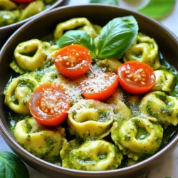 To make One Pot Creamy Pesto Tortellini, you'll need a few simple ingredients. Each one plays a key role in creating a rich and flavorful dish. Here’s what you will need: - 2 cups cheese tortellini (fresh or frozen) - 2 cups vegetable broth - 1 cup heavy cream - 1/2 cup pesto sauce (store-bought or homemade) - 1/2 cup cherry tomatoes, halved - 1/4 cup grated Parmesan cheese, plus extra for garnish - 1 tablespoon olive oil - 2 cloves garlic, minced - Salt and pepper to taste - Fresh basil leaves for garnish (optional) Each ingredient adds its own special touch. The cheese tortellini gives a nice bite and creaminess. The vegetable broth adds a savory base. Heavy cream brings richness, while pesto adds that fresh, herbaceous flavor. Cherry tomatoes offer a burst of sweetness. Grated Parmesan cheese melts into the sauce, enhancing its taste. Olive oil brings a smooth texture, and garlic gives a warm aroma. Finally, salt and pepper balance the flavors. Fresh basil leaves, if you choose to add them, brighten the dish. With these ingredients on hand, you are ready to create a delicious meal. First, heat the olive oil in a large pot over medium heat. Add the minced garlic. Sauté it for about one minute. You want it fragrant, not burnt. Keep an eye on it so it doesn't turn dark. Next, pour in the vegetable broth. Stir gently to mix. Then, add the cheese tortellini. Turn up the heat to bring it to a gentle boil. Once it boils, lower the heat to a simmer. Cook the tortellini for about 5 to 7 minutes. Stir occasionally until they become soft and tender. Once the tortellini is cooked, lower the heat again. Pour in the heavy cream and pesto sauce. Stir well to combine everything. Let it simmer for 2 to 3 minutes. This step makes the sauce creamy and warm. Now, gently fold in the halved cherry tomatoes and grated Parmesan cheese. Stir until the tomatoes are warm and the cheese melts. Taste your dish and add salt and pepper as needed. If the sauce is too thick, add a splash of vegetable broth. Let the pot sit for one minute before serving. This helps the flavors blend together. For creamy pesto tortellini, cheese tortellini shines. Both fresh and frozen work well. Fresh tortellini offers a soft bite. Frozen options save time and are easy to find. Check your local store for both. Choose what fits your time and taste. The sauce should be creamy but not too thick. If it feels heavy, add a splash of vegetable broth. Stir well and check if it meets your liking. You want it smooth and velvety to coat the tortellini perfectly. This balance makes each bite delightful. Want to take flavors up a notch? Add a pinch of red pepper flakes for heat. You can also toss in some spinach or kale for color and nutrition. Fresh basil not only garnishes but adds a burst of flavor too. Try different toppings like toasted pine nuts for a crunch. {{image_4}} You can make your One Pot Creamy Pesto Tortellini even better with veggie add-ins. Try adding fresh spinach or kale. These greens cook down nicely and add nutrition. You might also like to toss in bell peppers or zucchini. They bring a nice crunch and bright color. Mushrooms add a lovely umami flavor too. Just sauté them with the garlic at the start. This way, they soak up that yummy garlic taste. If you want more protein, chicken or shrimp works great. Cook bite-sized pieces of chicken in the pot before adding garlic. For shrimp, add them in after the tortellini. They'll cook fast and stay tender. You could also use beans or lentils for a meatless protein boost. Chickpeas are a tasty choice too. They add texture and fiber to your dish. Switching up the sauce can give your dish a new twist. You can use sun-dried tomato pesto for a rich, tangy flavor. Alfredo sauce is another great option. It makes the dish super creamy. You could even try a simple marinara for a classic taste. Just remember to adjust the seasoning based on the sauce you choose. This way, every bite stays delicious! To keep your One Pot Creamy Pesto Tortellini fresh, first let it cool. Use an airtight container for storage. Make sure to store it in the fridge. This dish is best when eaten within three days. If you have a lot left, consider freezing some. Reheating is easy! Simply place the leftovers in a pot over low heat. Stir often to avoid sticking. You may need to add a splash of broth or cream to help it warm up. Heat until it's hot throughout. You can also use the microwave. Just cover your bowl and heat in short bursts, stirring in between. If you want to freeze, use a freezer-safe container. Store it for up to three months. When ready to eat, thaw overnight in the fridge. Reheat as mentioned above, adding a bit of liquid if needed. This keeps the tortellini creamy and delicious, just like when you first made it! Yes, you can use homemade pesto. In fact, I love making my own! It adds a fresh taste. To make it, blend fresh basil, garlic, pine nuts, Parmesan, and olive oil. This mix gives your dish a vibrant flavor that store-bought pesto can’t match. Use the same amount as the recipe calls for, about half a cup. If you need a substitute for heavy cream, try whole milk with butter. Mix 3/4 cup of whole milk with 1/4 cup of melted butter. This mix gives you a creamy texture. You could also use coconut milk for a dairy-free option. Just keep in mind, it will change the flavor a bit. This dish lasts about 3 to 5 days in the fridge. Be sure to store it in an airtight container. When you reheat it, add a splash of broth or water. This helps bring back the creaminess. Enjoy it as a quick meal or lunch! This blog covered a delicious cheese tortellini dish. We discussed key ingredients like vegetable broth and pesto, and shared easy steps for making it. I shared tips for choosing the best tortellini and offered tasty variations. You can store leftovers safely and enjoy them later. With these ideas, you can create a fun meal for any occasion. Try mixing in your favorite flavors to make it your own. Enjoy your cooking!