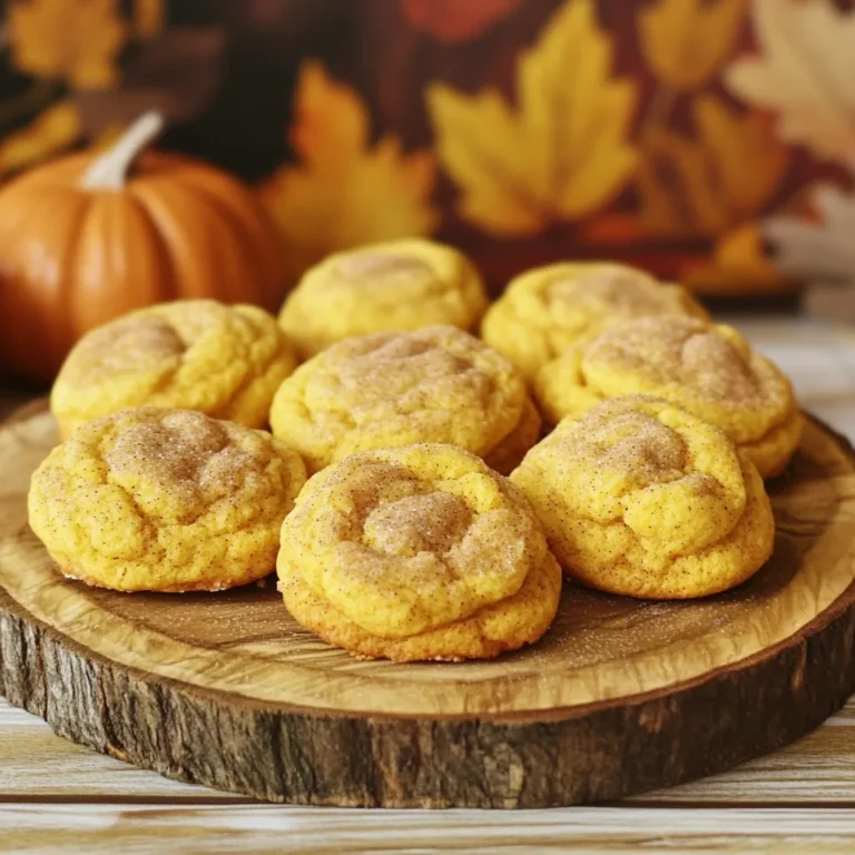 - 1 cup unsalted butter, softened to room temperature - 1 cup granulated sugar - 1/2 cup packed brown sugar - 2 large eggs, at room temperature - 1 cup pumpkin puree (canned or freshly made) - 3 cups all-purpose flour - 2 teaspoons cream of tartar - 1 teaspoon baking soda - 1 teaspoon baking powder - 2 teaspoons pumpkin pie spice - 1/2 teaspoon fine salt - 1/4 cup granulated sugar (for final rolling) - 1 tablespoon ground cinnamon (for final rolling) When you measure your ingredients, always use the right tools. For dry items, use dry measuring cups. Fill the cup and level it off with a straight edge. For sticky ingredients, like pumpkin puree, use a liquid measuring cup. Pour until you reach the right line. This ensures that your cookies come out perfect every time. If you don't have pumpkin puree, you can use applesauce. This will add moisture and a bit of sweetness. For butter, you can swap in coconut oil. Make sure it is solid, not melted. If you need a gluten-free option, use a gluten-free flour blend. Just check that it contains xanthan gum to help with the texture. Start by heating your oven to 350°F (175°C). This step is key for baking. Next, grab a large bowl. In this bowl, mix 1 cup of softened butter, 1 cup of granulated sugar, and 1/2 cup of packed brown sugar. Use a hand mixer or stand mixer to blend these for 2-3 minutes. The mix should be light and fluffy. Now, add 2 large eggs, one at a time. Mix well after each egg. Then, pour in 1 cup of pumpkin puree. Mix until everything is smooth. In another bowl, whisk together 3 cups of all-purpose flour, 2 teaspoons of cream of tartar, 1 teaspoon of baking soda, 1 teaspoon of baking powder, 2 teaspoons of pumpkin pie spice, and 1/2 teaspoon of fine salt. This step helps blend the dry ingredients well. Gradually add the dry mix to the wet mix. Keep the mixer on low speed. Mix until just combined. Avoid overmixing to prevent tough cookies. In a small bowl, mix 1/4 cup of granulated sugar with 1 tablespoon of ground cinnamon. This will coat the dough balls nicely. Use a tablespoon or cookie scoop to portion the dough. Roll each piece into a ball and coat it in the cinnamon-sugar mix. Arrange the dough balls on your baking sheets. Space them about 2 inches apart. This space allows them to spread while baking. Gently flatten each ball to about 1/2 inch thick using your hand or the bottom of a glass. Place the baking sheets in your preheated oven. Bake for 10-12 minutes. Look for edges that are set and tops that are slightly puffed. The centers may seem underbaked, but they will firm up as they cool. After baking, let the cookies cool on the sheets for about 5 minutes. This helps them hold their shape. Then, transfer them to a wire rack to cool completely. Enjoy your tasty pumpkin spice snickerdoodle cookies! To get the right texture, start with room-temperature butter. Softened butter creams well with sugar. This makes the cookies light and airy. Mix the sugars and butter until fluffy. This step is key! Also, avoid overmixing after adding the flour. Stop mixing as soon as everything comes together. This keeps the cookies soft and chewy. One big mistake is using cold butter. It won't blend well with sugar. Make sure your eggs are at room temperature too. Another mistake is not measuring flour correctly. Too much flour makes cookies dry. Use a spoon to scoop flour into your measuring cup, then level it off. Lastly, don't skip the cinnamon-sugar coating. It adds that classic snickerdoodle taste! For richer flavor, try adding a pinch of nutmeg. It pairs well with pumpkin spice. You can also mix in some chopped pecans or walnuts for a nice crunch. If you love chocolate, a few chocolate chips can add depth. Experiment with these options to find your favorite twist on this recipe! {{image_4}} You can make pumpkin spice snickerdoodle cookies even better! Adding nuts or chocolate chips gives them a new twist. For a nutty flavor, add 1 cup of chopped pecans or walnuts. They add a nice crunch and rich taste. If you love chocolate, mix in 1 cup of chocolate chips. Dark or milk chocolate works great. Just fold them in after mixing the dough. This will make your cookies fun and unique! You can still enjoy these cookies if you need gluten-free options. Replace all-purpose flour with a gluten-free flour blend. Make sure it has xanthan gum for the right texture. Follow the same measurements in the recipe. The cookies may be a bit softer, but they will still taste amazing. Check that your baking powder and other ingredients are gluten-free too. Want to make vegan pumpkin spice snickerdoodles? It's easy! Start by swapping the butter for coconut oil or vegan butter. Both will give you a great taste. For eggs, use flax eggs instead. Mix 1 tablespoon of ground flaxseed with 2.5 tablespoons of water. Let it sit for a few minutes until it thickens. This will bind the dough well. Your cookies will still be soft and full of flavor. Enjoy a tasty treat that fits your diet! To keep your Pumpkin Spice Snickerdoodle Cookies fresh, store them in an airtight container. Line the bottom with parchment paper to absorb moisture. Place a layer of cookies on the paper, and add another layer of parchment if stacking. This keeps them soft and chewy. If you want to enjoy these cookies later, freezing is a great option. Start by letting the cookies cool completely. Then, place them in a single layer on a baking sheet. Freeze for about an hour. After that, transfer them to a freezer-safe bag. Label the bag with the date, and they’ll stay fresh for up to three months. To reheat your cookies, preheat your oven to 350°F (175°C). Place the cookies on a baking sheet and cover them loosely with foil. Heat for about 5-7 minutes. This helps them regain their soft texture. You can also use a microwave for quick reheating. Just heat each cookie for about 10-15 seconds. Enjoy your warm, tasty treat! Snickerdoodles stand out because of their unique texture and taste. They are soft and chewy, with a small crisp around the edges. The key is the cream of tartar, which gives them a slight tang. This tang balances the sweetness from the sugar. Other cookies might be crunchy or cake-like, but snickerdoodles are a happy mix. The cinnamon-sugar coating adds extra flavor, making them a fun treat. Yes, you can use fresh pumpkin! Just be sure to cook it well. Start by roasting or boiling the pumpkin until soft, then mash it until smooth. Fresh pumpkin may have more water than canned. To fix this, drain any excess liquid before adding it to your dough. This helps keep your cookies from being too wet. Both canned and fresh pumpkin will give you great flavor. To make chewy cookies, focus on a few key steps. First, use more brown sugar than white sugar. Brown sugar has molasses, which adds moisture. Second, do not overmix your dough. Mixing too long can make cookies tough. Lastly, underbake them slightly. Take them out when the edges are set but the centers look soft. They will continue to bake as they cool. This way, you’ll get soft, chewy cookies every time! You learned about making delicious pumpkin spice snickerdoodle cookies. We covered essential ingredients, measuring tips, and useful substitutions. I provided step-by-step instructions for preparing, baking, and cooling the cookies. Tips helped you avoid common mistakes and enhance flavor. I explored seasonal variations and offered options for gluten-free and vegan diets. Storage techniques ensured your cookies stay fresh. Now, get baking! Enjoy these tasty treats with friends and family.