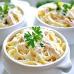 - 2 pounds boneless, skinless chicken breasts - 4 cups heavy cream - 1 cup chicken broth - 2 cups grated Parmesan cheese - 3 cloves garlic, minced - 1 teaspoon Italian seasoning - Salt and pepper to taste - 1 pound fettuccine pasta - Fresh parsley, chopped (for garnish) Using high-quality ingredients makes a big difference. I recommend fresh chicken breasts. They give you the best flavor. Look for heavy cream with a high fat content. This will ensure your sauce is rich and creamy. Also, choose good Parmesan cheese. Freshly grated cheese melts better than pre-grated options. It adds a depth of flavor that really stands out. If you want a lighter option, use half-and-half instead of heavy cream. This will still give you a creamy sauce but with fewer calories. For a dairy-free choice, try coconut cream. It has a nice texture too. As for Parmesan, nutritional yeast works as a great vegan substitute. It gives a cheesy flavor without any dairy. You can also use a mix of cashew cream or almond milk with nutritional yeast for a creamy sauce. Start by placing the chicken breasts in the slow cooker. Make sure they are boneless and skinless. Season them well with salt, pepper, and Italian seasoning. This step makes the chicken flavorful and tasty. In a large bowl, combine the heavy cream, chicken broth, and minced garlic. Whisk until they mix well. This creamy sauce will coat the chicken nicely. Once mixed, pour this sauce over the seasoned chicken in the slow cooker. Cover the slow cooker with its lid. Set it to cook on low for about 4 hours. This time allows the chicken to become tender and easy to shred. After cooking, take out the chicken and shred it with two forks. Next, add the fettuccine pasta to the slow cooker. Stir it into the creamy sauce. Cook on low for another 30 minutes. This helps the pasta become soft and soak up the flavors. Finally, stir in grated Parmesan cheese to make the dish creamy and rich. Enjoy your delicious meal! To get that rich and creamy texture, use heavy cream. It gives your sauce a smooth feel. When you mix the cream with chicken broth and garlic, whisk until blended. This step helps all the flavors mix well. After cooking, add grated Parmesan cheese slowly. This keeps the sauce silky and luxurious. If you want to adjust the thickness, add more cream or broth bit by bit. Shredding chicken can be simple. After cooking, take the chicken out of the slow cooker. Use two forks to pull it apart. This makes bite-sized pieces that soak up the sauce. If you find it hard to shred, let it cool for a few minutes. Warm chicken shreds easily. Make sure to shred it right before you add it back to the sauce. This keeps the chicken juicy and tender. When serving, ladle the creamy chicken Alfredo into bowls. A sprinkle of fresh parsley on top adds color. For extra flavor, drizzle more grated Parmesan cheese over each bowl. You can also serve it with a side salad or garlic bread. This meal pairs well with a light white wine, too! {{image_4}} You can boost the nutrition of your creamy chicken Alfredo by adding vegetables. Try putting in broccoli, peas, or spinach. These veggies add color and flavor. They also make the dish healthier. I recommend adding them in the last 30 minutes of cooking. This way, they cook through but stay bright and fresh. You can also use bell peppers or zucchini for a fun twist. Fettuccine is a classic choice for Alfredo, but you can switch it up! Try penne, rigatoni, or even gluten-free pasta. Each type brings its own unique texture. Just remember to adjust the cooking time if you use a different pasta. Some shapes may cook faster, so keep an eye on them. This change keeps the dish exciting and new. To give your dish a flavor boost, add herbs and spices. Fresh basil, thyme, or oregano can enhance the taste. Just sprinkle some in during the cooking process. You can also try red pepper flakes for a bit of heat. Experiment with different combinations to find what you love. Each tweak can make your creamy chicken Alfredo feel like a whole new meal! To store leftovers, let the dish cool first. Then, place it in an airtight container. Make sure to divide it into smaller portions. This way, you can easily reheat only what you need later. Keep the container in the fridge. It should stay fresh for about three to four days. When reheating, the sauce may thicken. To fix this, add a splash of chicken broth or cream. Heat it slowly in a pot over low heat. Stir often to mix the sauce evenly. You can also use the microwave. Just cover the dish and heat it in short bursts. Stir after each burst for even heating. If you want to save some for later, freezing works well. First, let the dish cool completely. Next, transfer it to a freezer-safe container. Leave some space at the top to allow for expansion. Seal tightly and label it with the date. When stored correctly, it can last for about three months. To enjoy, thaw it in the fridge overnight before reheating. Yes, you can use frozen chicken breasts. Just add an extra hour to the cook time. The slow cooker will safely cook the chicken. You will still get tender, juicy meat. To make this recipe gluten-free, use gluten-free fettuccine. Many brands offer this option. Always check the label to confirm it is gluten-free. This will keep your dish safe and tasty. If the sauce is too thick, add a bit of chicken broth. Stir it in slowly until you reach the desired consistency. You can also add a splash of heavy cream for extra richness. Fettuccine takes about 30 minutes to cook in the slow cooker. Add it after the chicken is shredded. Stir it well into the sauce to ensure it cooks evenly. In this blog post, we explored the essential ingredients for a creamy dish and shared tips for preparation. We looked at how to achieve the perfect sauce and highlighted helpful storage methods. Remember, good quality ingredients make a big difference. Always consider nutrition by adding veggies. Whether you opt for gluten-free pasta or frozen chicken, these steps can lead to tasty meals. With these insights, you can impress with your cooking. Enjoy making this dish over and over again!