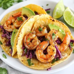 - 1 pound shrimp, peeled and deveined - 2 tablespoons extra-virgin olive oil - 1 tablespoon chili powder - 1 teaspoon ground cumin - 1 teaspoon garlic powder - ½ teaspoon cayenne pepper (adjust to taste) - Sea salt and freshly cracked black pepper - 8 small corn tortillas - 1 cup finely shredded red cabbage - 1 ripe avocado, sliced - Fresh cilantro, for garnish - Lime wedges, for serving Gathering the right ingredients is key to making tasty spicy shrimp tacos. Start with fresh shrimp for the best flavor. I like to use peeled and deveined shrimp to save time. Next, grab some extra-virgin olive oil, chili powder, and ground cumin. These spices give the shrimp a great kick. Don’t forget garlic powder, cayenne pepper, sea salt, and black pepper. Adjust the cayenne pepper based on your heat preference. You can always add more, but you can’t take it away! Now, for the tacos, you will need small corn tortillas. They are soft and perfect for wrapping. Finely shredded red cabbage adds crunch. A ripe avocado gives a creamy touch, while fresh cilantro adds a burst of flavor. Finally, lime wedges are a must for that zesty finish. With these ingredients, you're set to create a delicious and colorful dish. Enjoy the cooking process and let your creativity shine! {{ingredient_image_2}} - Start with 1 pound of shrimp, peeled and deveined. - In a large bowl, mix shrimp with 2 tablespoons of olive oil. - Add 1 tablespoon of chili powder, 1 teaspoon of ground cumin, and 1 teaspoon of garlic powder. - For heat, include ½ teaspoon of cayenne pepper. Adjust for your taste. - Sprinkle in sea salt and black pepper. Toss until the shrimp are evenly coated. - Preheat your skillet over medium-high heat. - Once hot, add the shrimp in a single layer. - Cook for 2-3 minutes on one side. Flip and cook for another 2-3 minutes. - The shrimp should turn pink and opaque. Remove from heat and set aside. - In the same skillet, warm 8 small corn tortillas. - Heat for about 30 seconds on each side. This makes them soft and pliable. - Warming them helps with folding and filling later. - Grab one warm tortilla and place cooked shrimp in the center. - Top with a handful of shredded red cabbage for crunch. - Add slices of creamy avocado for richness. - Finish with fresh cilantro for a burst of flavor. - Serve with lime wedges on the side for a zesty touch. - Present the tacos on a wooden board for a colorful display. You can change the heat in your shrimp tacos. Use cayenne pepper for more spice. Start with a ½ teaspoon and add more if you like it hotter. If you want even more flavor, try adding jalapeños or hot sauce. Fresh chiles can also bring a great kick. Make sure your shrimp stay tender and juicy. Cook them quickly over medium-high heat. This usually takes about 2-3 minutes on each side. You want them to turn pink and opaque. Be careful not to leave them in the pan too long. If they overcook, they can become rubbery. How you serve your tacos can impress your guests. Try placing the tacos on a colorful platter. Arrange the shrimp, cabbage, and avocado nicely. Use fresh cilantro as a garnish for added color and flavor. Add lime wedges on the side for a pop of brightness. This makes the dish look appealing and inviting. Pro Tips Fresh Shrimp Matters: Always use fresh shrimp for the best flavor and texture. If frozen, ensure they are thoroughly thawed and patted dry before seasoning. Customize the Heat: Adjust the amount of cayenne pepper based on your heat preference. For milder tacos, reduce the cayenne or omit it entirely. Tortilla Technique: Warming the tortillas is key! Use a dry skillet to warm them for a better texture that holds the fillings without tearing. Garnish for Flavor: Don't skip the fresh cilantro and lime wedges! They add a burst of freshness and acidity that elevates the overall flavor of the tacos. {{image_4}} If you want to switch things up, consider using different proteins. Fish, chicken, or tofu can work well instead of shrimp. For fish, use firm types like mahi-mahi or cod. Tofu is a great choice for a vegetarian option. The cooking time may change based on what you choose. Fish generally cooks faster than shrimp, taking about 2 minutes on each side. Tofu needs a bit longer to get that nice golden color, around 4-5 minutes each side. Experimenting with spice mixes can give your tacos a whole new taste. You can try fajita seasoning, taco seasoning, or even a curry blend. Each mix adds a unique flavor profile that can excite your taste buds. Seasonal vegetables can also enhance the dish. Add grilled corn in summer or roasted squash in fall for that extra crunch and flavor. The style of taco can also change your meal. Soft tacos use warm corn tortillas, making them easy to fold. Crunchy tacos offer a fun texture and added crunch. You could also explore fusion ideas. For example, try a Korean-inspired taco with kimchi and gochujang sauce. Or go for a Mediterranean twist with feta and olives. The options are endless! To keep shrimp fresh, store it in an airtight container. Place the shrimp in the fridge right after eating. This helps maintain its flavor and texture. Use the shrimp within two days for the best taste. After that, it may lose its quality. To reheat shrimp, use a skillet over low heat. This method warms it gently, keeping it juicy. Stir the shrimp often, so it heats evenly. If your tortillas are wilted, warm them in the skillet for about 20 seconds on each side. This will make them soft and easy to fold. You can freeze cooked shrimp and sauce for later use. Place them in a freezer-safe bag or container. Remove as much air as possible to prevent freezer burn. You can store shrimp tacos in the freezer, but they are best eaten fresh. If you freeze them, eat within three months for the best flavor. For tacos, I suggest using fresh shrimp if possible. Fresh shrimp taste better and have a firmer texture. Look for shrimp that smell like the ocean, not fishy. If fresh shrimp isn't available, frozen shrimp is a great option too. Just make sure to thaw them properly before cooking. Simply leave them in the fridge overnight or run them under cold water. Yes, you can prepare these tacos in advance. Cook the shrimp and store them in the fridge for up to two days. You can also prep the toppings ahead of time. Slice the avocado and shred the cabbage, then keep them in airtight containers. This way, you can assemble your tacos quickly when you're ready to eat. Several sides pair well with shrimp tacos. Here are a few ideas: - Black beans for protein - Mexican rice for a hearty option - Corn salad for sweetness - Fresh salsa for a zesty kick - Guacamole for creaminess These sides will enhance the flavors of your spicy shrimp tacos and make your meal more satisfying. You learned how to make delicious shrimp tacos from scratch. We covered key ingredients, from shrimp to toppings. I shared cooking tips and clever ways to customize your tacos. You can adjust the spice and explore different protein options. Embrace the joy of making these tasty tacos at home. Enjoy sharing your creations with friends and family.