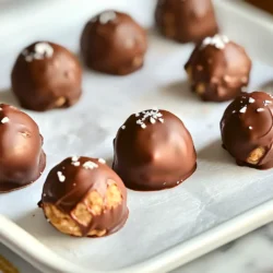 - 1 cup unsalted butter, softened to room temperature - 3/4 cup packed brown sugar - 1/4 cup granulated sugar - 2 teaspoons pure vanilla extract - 2 cups all-purpose flour (ensure it has been heat-treated for safety) - 1 can (14 oz) sweetened condensed milk - 1 cup mini chocolate chips - 1 1/2 cups semi-sweet chocolate chips (for coating) - Sea salt (for garnish, optional) Heat-treated flour is key for safety. Regular flour can have bacteria, which may be harmful. Heating flour kills germs. You can heat it by spreading it on a baking sheet and baking at 350°F for five minutes. This step makes your truffles safe to eat. You can add fun garnishes to your truffles. A sprinkle of sea salt adds a nice touch. It balances the sweetness. You can also drizzle more melted chocolate on top. These small details make your truffles look fancy and taste even better. First, gather your ingredients. You need butter, sugars, vanilla, flour, and sweetened condensed milk. In a large bowl, cream the softened butter, brown sugar, and granulated sugar. Use an electric mixer on medium speed. Mix until the mixture is light and fluffy, which takes about 2-3 minutes. Next, add in the vanilla extract. Mix until it's well combined. Now, it’s time to add the flour. Make sure the flour is heat-treated for safety. Gradually sift it into the bowl while mixing on low speed. This helps avoid overworking the dough. Once the flour is mixed in, pour in the sweetened condensed milk. Mix until the dough is smooth. Finally, fold in the mini chocolate chips with a spatula or spoon. Make sure they are evenly spread throughout the dough. After mixing, it’s time to shape the dough. Use a small cookie scoop or your hands to portion the dough. Aim for balls about 1 inch wide. Place these balls on a parchment-lined baking sheet. Once you’ve formed all the truffles, put the baking sheet in the freezer. Let them chill for about 30 minutes. This makes the dough easier to handle and helps keep their shape. While the truffles chill, melt the semi-sweet chocolate chips. Use a microwave-safe bowl and heat in 30-second intervals, stirring after each time. Keep heating until the chocolate is smooth. Once the truffles are firm, take them out of the freezer. Dip each truffle into the melted chocolate. Make sure each one is fully coated. Let any extra chocolate drip off before placing them back on the parchment-lined sheet. For an extra touch, sprinkle a tiny bit of sea salt on each one for a sweet and salty blend. Finally, return the baking sheet to the fridge. Chill for another 30 minutes so the chocolate can set perfectly. To get the right texture for your truffles, follow these steps. First, cream the butter and sugars well. This step adds air and makes your dough fluffy. When adding the flour, do it slowly. Mix just until combined. Overmixing can lead to tough truffles. After adding the sweetened condensed milk, the dough should feel smooth and soft. If it seems too sticky, chill it in the fridge for a few minutes before forming the balls. If you have leftover dough, store it right. Place it in an airtight container. You can keep it in the fridge for up to a week. To make it last longer, freeze it. Roll the dough into balls and freeze them on a tray. Once frozen, transfer them to a freezer-safe bag. They can stay good for up to three months. Just thaw them in the fridge before dipping in chocolate. Melting chocolate can be tricky. Here’s how to do it well. Use a microwave-safe bowl. Heat the chocolate in short bursts—about 30 seconds at a time. Stir between each burst. This method helps avoid burning. If you see lumps, keep stirring. The heat of the melted chocolate will help melt them. For a smooth coating, let the melted chocolate cool slightly before dipping the truffles. {{image_4}} You can make your truffles more fun by changing the flavors. Try adding nuts like walnuts or pecans for a nutty twist. You can also mix in mint extract for a fresh taste. If you enjoy spices, cinnamon or espresso powder can add warmth and depth. Each flavor will give a new life to your truffles. The coating can change the look and taste of your truffles. You can use white chocolate instead of semi-sweet chocolate for a sweeter treat. Sprinkles can also make them festive and fun. For a crunch, try crushed nuts or cookie crumbs. These coatings add both taste and style to your delightful treats. If you need to adapt the recipe, there are options for everyone. For a gluten-free version, use gluten-free flour. You can also make vegan truffles by using coconut oil instead of butter and plant-based milk instead of condensed milk. These changes keep the flavor intact while meeting dietary needs. To keep your chocolate chip cookie dough truffles fresh, store them in an airtight container. This prevents moisture and keeps them tasty. Place a piece of parchment paper between layers for easy access. If you leave them out, they might become dry or lose their charm. Freezing is a great way to extend the life of these treats. After forming the truffles and before coating them, place them on a baking sheet. Freeze them for about 30 minutes. Once firm, transfer them to an airtight bag. They can last up to three months in the freezer. Just remember to label the bag with the date! I recommend using glass or plastic containers with tight-fitting lids. These work best to keep your truffles fresh. You can also use silicone bags for saving space. Avoid using metal containers, as they can alter the taste over time. Yes, you can eat cookie dough truffles raw. The dough is safe because we use heat-treated flour. This process kills harmful bacteria. To heat-treat flour, spread it on a baking sheet and bake it for about five minutes at 350°F (175°C). This step is key for safety. Chocolate chip cookie dough truffles last about one week in the fridge. Store them in an airtight container to keep them fresh. You can also freeze them for up to three months. Just make sure they are in a freezer-safe container. They taste great even after freezing! If you need a substitute for condensed milk, you have options. You can mix equal parts of milk and sugar. For a dairy-free option, try coconut cream with a bit of sweetener. Almond milk with sugar also works well. These substitutes keep the truffle's creamy texture. This blog post covered how to make delicious cookie dough truffles. We talked about the key ingredients, including heat-treated flour, and why they matter. I gave clear steps for mixing, forming, and coating the truffles. You learned helpful tips for the best consistency and how to store leftovers. We also explored fun variations to please any taste. In closing, enjoy experimenting with these truffles. They are easy and fun to make!