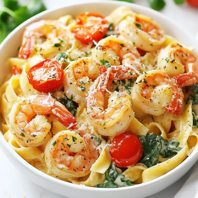 - 8 oz fettuccine or linguine pasta - 1 lb large shrimp, peeled and deveined - 1 tablespoon Cajun seasoning - 2 tablespoons extra virgin olive oil - 1 medium onion, diced - 3 cloves garlic, minced - 1 cup cherry tomatoes, halved - 1 cup fresh baby spinach - 1 cup heavy cream - 1/2 cup low-sodium chicken broth - 1 cup pasta water - Salt and freshly ground pepper to taste - Fresh parsley, chopped, for garnish - Grated Parmesan cheese (optional) To create this creamy Cajun shrimp pasta, you need a mix of fresh ingredients and some pantry staples. Start with the pasta. I love using fettuccine or linguine for this dish because they hold the sauce well. The large shrimp bring a nice sweetness and chewiness. Next, gather your spices. Cajun seasoning adds a wonderful kick. Choose a good-quality brand or make your own blend for extra flavor. For cooking, extra virgin olive oil is perfect. It has a rich taste that complements the shrimp. For vegetables, I like to include onion, garlic, cherry tomatoes, and baby spinach. The onion and garlic provide a solid base, while the tomatoes add sweetness and color. Spinach brings a fresh touch and a pop of green. For the sauce, heavy cream is key. It makes the pasta deliciously rich. Low-sodium chicken broth adds depth without being too salty. Don't forget to reserve some pasta water. It helps adjust the sauce's thickness later. Lastly, season with salt and pepper to taste. Fresh parsley adds a bright finish, and if you like, sprinkle some grated Parmesan cheese on top. This mix of ingredients makes a quick and flavorful meal that will impress everyone at your table. {{ingredient_image_2}} Start by boiling a large pot of salted water. The salt helps the pasta taste good. Once the water boils, add 8 oz of fettuccine or linguine. Cook the pasta according to the package instructions until it is al dente. This usually takes about 8-10 minutes. When finished, drain the pasta in a colander, but keep 1/2 cup of the starchy pasta water for later. Next, prepare the shrimp. Take 1 lb of large shrimp, which should be peeled and deveined. Place the shrimp in a medium bowl. Sprinkle 1 tablespoon of Cajun seasoning over the shrimp. Toss them well, so each shrimp is coated evenly with the spice. This seasoning gives the shrimp a bold flavor. Heat 2 tablespoons of extra virgin olive oil in a large skillet over medium heat. Once hot, carefully add the seasoned shrimp to the skillet. Sauté for about 2-3 minutes on each side. You want the shrimp to turn pink and opaque. When they are done, remove the shrimp from the skillet and set them aside on a plate. In that same skillet, add the diced onion. Sauté the onion for about 3-4 minutes until it becomes soft and translucent. Next, add 3 cloves of minced garlic and 1 cup of halved cherry tomatoes. Continue to cook for another 2 minutes. This allows the tomatoes to soften and release their juices. Now it's time to make the sauce. Slowly pour in 1 cup of heavy cream and 1/2 cup of low-sodium chicken broth. Stir well to combine the mixture. Raise the heat slightly and let the sauce simmer for 2-3 minutes. This helps it thicken a bit. Season it with salt and freshly ground pepper to taste. Return the cooked shrimp to the skillet. Then, add 1 cup of fresh baby spinach and the drained pasta. Gently toss everything together to coat in the creamy sauce. If the sauce is too thick, use some of the reserved pasta water to reach your desired consistency. To get al dente pasta, start with a large pot of salted water. Bring the water to a rolling boil. Add your fettuccine or linguine and cook it for about 8-10 minutes. Check the pasta a minute or two before the time is up. You want it to be firm but not hard. When the pasta is ready, drain it and save half a cup of the starchy water. This water can help make your sauce creamy later. Cajun seasoning can be spicy. If you want less heat, use less seasoning. You can also mix in some paprika or garlic powder. If you love spice, feel free to add more. Adjusting the seasoning lets you control the flavor. Taste as you go to find what works best for you. If you want a lighter sauce, use half-and-half instead of heavy cream. You can also add a bit of lemon juice for freshness. For a richer sauce, try using more cream or adding a pat of butter. Mixing in some grated cheese can also enrich the flavor. Don't be afraid to experiment until you find the perfect taste for your creamy Cajun shrimp pasta. Pro Tips Perfect Pasta: Always cook your pasta al dente; it will continue to cook slightly after being mixed with the sauce. Shrimp Secrets: Do not overcrowd the pan when cooking shrimp, as this can cause them to steam rather than sear, affecting the flavor. Flavor Boost: Add a splash of lemon juice or a dash of hot sauce to the finished dish for an extra layer of flavor. Spinach Addition: Add the spinach towards the end of cooking to preserve its vibrant color and nutrients. {{image_4}} You can switch shrimp for chicken or sausage. Both options work well with the creamy sauce. For chicken, use boneless thighs or breasts. Cut the meat into bite-sized pieces. Sauté them until golden brown and cooked through. For sausage, choose a spicy or smoked variety. Slice it and cook it in the skillet before adding the veggies. This adds a new taste and keeps the dish exciting. If you want a meat-free dish, skip the shrimp. Instead, pack it with colorful veggies. Try bell peppers, zucchini, or mushrooms. Chop them up and sauté them like you would the shrimp. This change makes the meal hearty and keeps it creamy. You can also add more spinach or even some roasted red peppers for extra flavor. Feel free to explore other seasoning blends. Instead of Cajun, try Italian herbs like basil and oregano. For a spicy twist, use a bit of curry powder or chili flakes. This adds a whole new vibe to your pasta. If you want to go Asian, mix in some soy sauce and ginger. Each style brings unique flavors and makes the dish your own. To keep your creamy Cajun shrimp pasta fresh, use airtight containers. Divide the pasta into smaller portions. This way, you can enjoy it later without losing flavor. Store it in the fridge for up to three days. Make sure to cool the pasta completely before sealing it. This helps prevent moisture buildup. When it's time to eat leftovers, reheating properly is key. The best method is to use the stove. Place the pasta in a skillet over low heat. Add a splash of chicken broth or water to keep it moist. Stir often until it's heated through. If you're in a hurry, you can use the microwave. Just cover the dish with a damp paper towel. Heat in short bursts, checking often to avoid drying it out. Yes, you can freeze creamy Cajun shrimp pasta, but it's best to freeze it without the shrimp. The shrimp can become rubbery when thawed. To freeze, let the pasta cool completely. Then, place it in a freezer-safe bag or container. Remove as much air as possible. It can last for about three months in the freezer. When ready to eat, thaw it in the fridge overnight. Reheat on the stove, adding fresh shrimp if desired. You can use several ingredients instead of heavy cream. For a lighter option, try half-and-half or whole milk mixed with a bit of butter. Coconut milk also works well for a dairy-free choice, giving a creamy texture and a hint of sweetness. You can even blend silken tofu with a bit of water to make a thick, creamy alternative. Each of these substitutes keeps the dish rich and tasty. To make creamy Cajun shrimp pasta gluten-free, simply swap the regular pasta for gluten-free options. Look for brands that offer gluten-free fettuccine or linguine made from rice, quinoa, or lentils. Cooking times may vary, so check the package instructions for the best results. This way, you can enjoy the same great taste without the gluten. Yes, you can prepare this dish ahead of time. Cook the pasta and shrimp, then store them separately from the sauce. When you're ready to eat, reheat the sauce and combine everything in a skillet. This helps keep the pasta from getting mushy. You can also store portions in airtight containers for quick meals during the week. You can add many veggies to enhance the dish. Bell peppers add sweetness and crunch, while zucchini or mushrooms bring great texture. Broccoli or asparagus can add a nice green touch. Just make sure to cook them until tender before adding to the sauce. Feel free to experiment with your favorite vegetables to create a unique twist on this pasta dish. This blog post showed how to make creamy Cajun shrimp pasta step by step. You learned about the key ingredients and how to cook them perfectly. I shared tips for adjusting spice levels and variations to suit your taste. Remember, cooking is fun and allows creativity. Feel free to experiment with proteins or vegetables. You can also customize the sauce. Enjoy making this dish and share it with others. Cooking brings joy, and this recipe helps create that special moment.