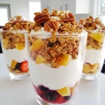 To make Maple Pecan Granola Parfaits, you need a few key items: - 1 cup rolled oats - 1/2 cup pecans, roughly chopped - 1/4 cup pure maple syrup - 1/4 cup coconut oil, melted - 1/2 teaspoon ground cinnamon - 1/4 teaspoon sea salt - 2 cups Greek yogurt (plain or vanilla) - 1 cup mixed berries (strawberries, blueberries, raspberries) These ingredients create a crunchy, sweet, and creamy delight. You can add even more flavor with these optional items: - A drizzle of honey for serving - Chia seeds for added texture and nutrition - A sprinkle of nutmeg for warmth These extras let you customize the parfait to your taste. If you have dietary needs, here are some easy swaps: - Use gluten-free oats if you're gluten-sensitive. - Substitute maple syrup with agave nectar or honey if needed. - Replace Greek yogurt with a dairy-free option like coconut yogurt. These substitutions help everyone enjoy this tasty breakfast! First, gather your ingredients. You will need rolled oats, chopped pecans, maple syrup, melted coconut oil, ground cinnamon, and sea salt. In a large bowl, mix the oats, pecans, and syrup. Stir well so every piece gets coated. Add the melted coconut oil, cinnamon, and salt. Mix again until everything is well combined. Next, preheat your oven to 350°F (175°C). Spread the granola mixture evenly on a parchment-lined baking sheet. Baking takes about 15 to 20 minutes. Halfway through, stir the granola to help it brown evenly. It should look golden and smell amazing. Once done, take it out and let it cool completely. Now comes the fun part. Grab clear glasses to show off those pretty layers. Start with a layer of Greek yogurt in each glass. Then, add a layer of your baked granola. Next, pile on some mixed berries. Repeat these layers until your glasses are full. For the final touch, top with more berries and a drizzle of honey if you like. This adds sweetness and makes it look fantastic! For the best texture in your granola, use rolled oats. They provide a chewy base. Mix in chopped pecans for crunch. Make sure to stir the granola halfway while baking. This helps it brown evenly. Bake until golden brown, but watch it closely. Burnt granola can ruin your parfait. Allow it to cool completely, as it gets crispier when cool. Serve your parfaits in clear glass cups. This allows you to show off the pretty layers. Start with a spoonful of yogurt at the bottom. Then, add a layer of granola, followed by berries. Repeat until you fill the cup. Finish with a layer of berries on top. Add a drizzle of honey for extra sweetness. You can also sprinkle a few extra pecans on top for a nice touch. Store leftover granola in an airtight container. Keep it in a cool, dry place. It stays fresh for about two weeks. If it gets soft, you can re-crisp it in the oven. Just spread it out on a baking sheet and bake at 350°F (175°C) for 5-10 minutes. This way, you can enjoy your granola longer! {{image_4}} You can switch up the nuts in this recipe. Try walnuts for a richer taste. Almonds add a nice crunch, too. Pecans are great, but don’t be shy to experiment. Use your favorite nuts or even seeds for a fun twist! Berries are the stars of this parfait. In summer, use fresh strawberries and blueberries. Fall brings a chance to add apples or pears. In winter, try frozen mixed berries for tasty results. Each season offers new flavors to explore. For a dairy-free option, use coconut yogurt instead of Greek yogurt. Almond milk yogurt works well, too. These swaps keep the parfait creamy and delicious. Enjoy a healthy breakfast that fits your diet! To keep your granola fresh, store it in an airtight container. I like to use glass jars. This keeps moisture out and lets the granola stay crunchy. Place the container in a cool, dry place. Avoid direct sunlight to prevent the nuts from going bad. If you have leftover parfaits, cover them with plastic wrap or a lid. Store them in the fridge for up to one day. The granola will lose some crunch but still taste great. Layering the yogurt and berries helps keep them fresh longer. Homemade granola can last for about two weeks when stored correctly. Check for any signs of spoilage, like a musty smell. If you see any, it’s best to toss it. For parfaits, eat them within a day for the best taste and texture. Yes, you can make granola ahead of time. I like to prepare a big batch on the weekend. Store it in an airtight container for up to two weeks. This way, breakfast is quick and easy during busy mornings. Just grab and go! If you prefer, you can use regular yogurt, dairy-free yogurt, or cottage cheese. Each option brings a unique taste. I enjoy using coconut yogurt for a tropical twist. Try what fits your diet or taste buds best! Customizing flavors is fun! You can add different fruits like bananas or peaches. Try swapping pecans for almonds or walnuts. You can also mix in spices, like nutmeg or ginger, for a flavor kick. Don’t forget to play with sweeteners too, like agave or honey. The choices are endless! In this blog post, we explored how to make delicious maple pecan granola and parfaits. We covered key ingredients, optional flavors, and tasty substitutions for diets. I shared step-by-step instructions for prep and baking. Tips helped you achieve the best texture and serving ideas. Variations allowed you to try different nuts and berries. Proper storage methods ensure freshness and great shelf life. Enjoy creating your own parfaits and have fun experimenting with flavors! You'll love the results.