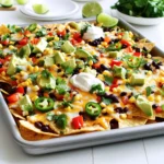 To make Loaded Veggie Nacho Sheet Pan, you need the right ingredients. Here’s what you will need: - Tortilla Chips - Black Beans - Corn Kernels - Red Bell Pepper - Green Bell Pepper - Red Onion - Jalapeño - Shredded Cheddar Cheese - Shredded Mozzarella Cheese - Avocado - Fresh Cilantro - Lime - Sour Cream or Greek Yogurt - Salt and Pepper Each ingredient brings its own flavor and texture. The tortilla chips form a crunchy base. Black beans add protein, while corn kernels bring sweetness. Bell peppers give crunch and color. Red onion adds a sharp bite, and jalapeño provides heat. Cheddar and mozzarella create a gooey layer of cheese. Avocado offers creaminess, and fresh cilantro adds a burst of flavor. Lime juice brightens the dish, while sour cream or Greek yogurt gives a tangy finish. With these ingredients, you’ll create a fun and tasty dish that everyone will love. First, set your oven to 400°F (200°C). This warm temperature helps the cheese melt nicely. Next, take a large sheet pan. Spread the tortilla chips evenly across the pan. Make sure they form a solid base for your nachos. In a mixing bowl, combine the following: - 1 can black beans, rinsed and drained - 1 cup corn kernels (fresh or frozen) - 1 red bell pepper, diced - 1 green bell pepper, diced - 1 small red onion, diced - 1 jalapeño, sliced (adjust to your spice level) Season your mixture with salt and pepper. Stir it well to mix all the flavors. Now, evenly distribute the veggie mixture over the chips. Make sure every chip gets some toppings. Then, sprinkle both shredded cheddar and mozzarella cheeses on top. Place the sheet pan in your preheated oven. Bake for about 10-12 minutes. Look for melted cheese that is bubbling. After baking, let the nachos cool for a minute. Top them with diced avocado and sprinkle fresh cilantro on top. This adds color and flavor. Serve warm with lime wedges and a dollop of sour cream or Greek yogurt. Enjoy your delicious nachos! To adjust the spice levels, start with less jalapeño. If you want more heat, add more slices. You can also remove the seeds for less spice. This lets you control just how spicy your nachos get. Keep in mind that each pepper varies in heat. Taste as you go to find your perfect balance. Layering cheese is key. Start with a base of cheese on the chips. Then add your veggie mix, followed by more cheese on top. This helps all the cheese melt evenly. Bake at 400°F until bubbly and golden. You want a nice, gooey texture that pulls perfectly when you take a chip. For a fun look, serve nachos right from the sheet pan. This gives a rustic vibe. If you prefer a fancier style, move them to a large platter. Make it pop with extra cilantro on top. A drizzle of sour cream or Greek yogurt adds a creamy touch. Lime wedges on the side add color and zest. Enjoy the feast! {{image_4}} You can easily boost the protein in your nachos. Try adding cooked chicken, ground beef, or turkey. If you prefer plant-based options, add lentils or chopped tofu. These choices pack a flavorful punch and make the dish more filling. You can mix these proteins into the veggie mixture or layer them on top. This way, everyone gets a taste of the good stuff. If you're looking for dairy-free cheese, you have options! Many brands offer tasty plant-based cheeses. Look for ones made from nuts or soy. You can also try using a mix of different cheeses. Feta or gouda can add a unique twist. Just remember to melt the cheese well for that gooey delight everyone loves. Extra toppings can elevate your nacho game. Consider adding sliced olives for a briny kick. Fresh salsa or pico de gallo adds brightness and zest. A drizzle of hot sauce can spice things up. You can also sprinkle some pickled jalapeños for added heat. Don’t forget the lime wedges for a fresh squeeze on top! Store your leftover nachos in an airtight container. This keeps them fresh for longer. Make sure to refrigerate them within two hours of cooking. They can last up to three days in the fridge. If you want to keep them longer, consider freezing them. To reheat your nachos, use the oven. This helps keep them crunchy. Preheat your oven to 350°F (175°C). Spread the nachos on a baking sheet. Heat for about 10 minutes. Keep an eye on them to avoid burning. You can also use an air fryer for a quicker method. Yes, you can freeze loaded nachos. However, the quality may change. To freeze, place the nachos in a sealed bag or container. Remove as much air as possible. They can last up to two months in the freezer. When ready to eat, thaw them in the fridge overnight before reheating. Yes, you can prep some parts ahead. You can chop the veggies and mix the beans. Keep them in the fridge. Just bake the nachos when you are ready to serve. This keeps them fresh and crispy. To make nachos without cheese, try using a creamy avocado dip or a cashew cheese. You can also use salsa or guacamole as toppings. This way, you still enjoy great flavors without cheese. If you want a change, use pita chips or veggie chips. You can also bake sliced sweet potatoes or zucchini for a healthy twist. These options give a fun crunch to your nachos. Leftovers last about 2-3 days in the fridge. Store them in an airtight container. When you reheat, the chips may get soft. You can try baking them again for some crunch. Absolutely! Feel free to add any veggies you like. Zucchini, mushrooms, or spinach work well. Just chop them up and mix them in. This gives your nachos even more flavor and color. Loaded veggie nachos are fun and tasty. You learned about the right ingredients and how to make them step-by-step. We also covered tips for spice levels and cheese. You can add protein or try different toppings to mix things up. Don’t forget about storage tips for leftovers. Enjoy making your nachos just the way you like! Experiment with flavors and find your perfect combo. Now, you are ready to create a delicious snack for your next get-together.
