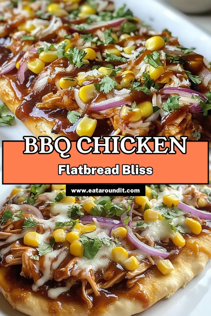 Looking for quick BBQ dinner options? Try this BBQ chicken flatbread recipe featuring shredded chicken and gooey mozzarella cheese flatbread! It's perfect for busy weeknights and makes an easy flatbread recipe everyone will love. With just 20 minutes of prep, you can enjoy deliciously topped flatbreads that are sure to impress. Save this easy dinner idea now! #BBQChickenFlatbread #EasyFlatbreadRecipes #ShreddedChickenRecipes #QuickDinnerIdeas