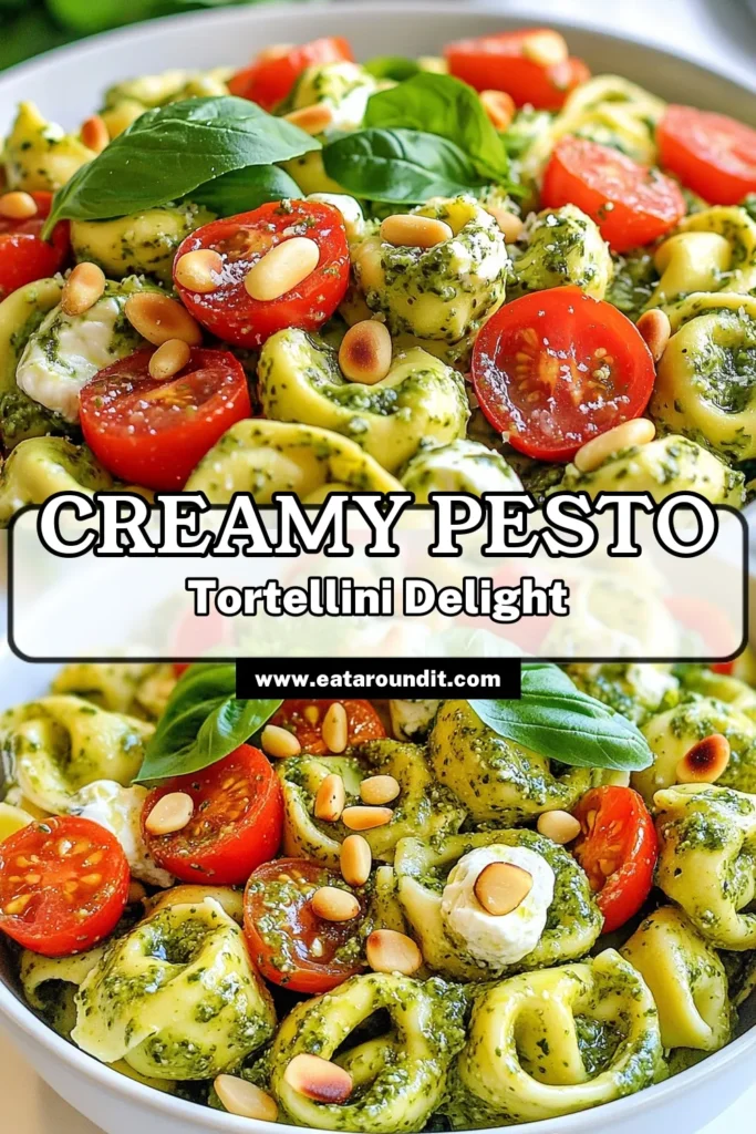 Enjoy a deliciously simple creamy pesto tortellini salad perfect for any meal! This easy tortellini salad recipe combines cheese tortellini, cherry tomatoes, and fresh spinach with a creamy basil pesto dressing, making it an ultimate summer dish. Enhance your meal with the freshness of a fresh spinach tortellini salad. Don’t miss out on this flavorful combination—save this recipe now! #PastaSalad #TortelliniSalad #Pesto #EasyRecipes