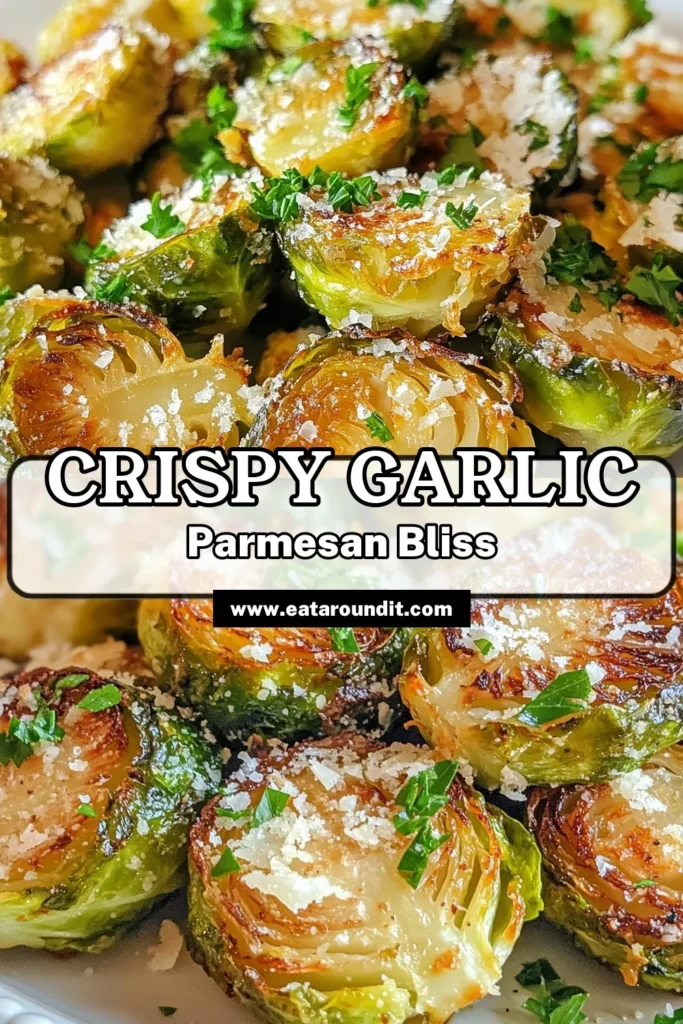 Looking for a delicious and easy side dish? Try these Crispy Garlic Parmesan Brussels Sprouts! This roasted Brussels sprouts recipe is perfect for any meal. Tossed with garlic, cheese, and spices, these easy Brussels sprouts with cheese bring incredible flavor. Whether you're vegetarian or just love veggies, this Garlic Parmesan side dish will impress your guests. Save this recipe to elevate your next dinner! #BrusselsSprouts #VegetarianRecipes #SideDish #GarlicParmesan
