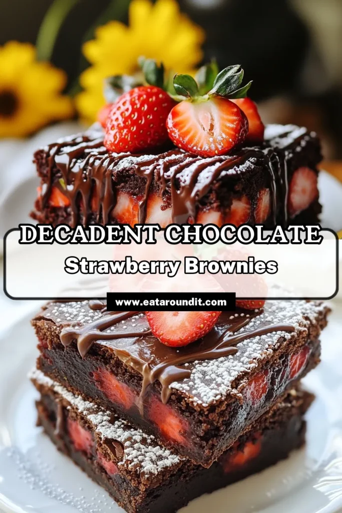 Indulge in the ultimate dessert with these chocolate covered strawberry brownies! This strawberry brownies recipe combines rich chocolate ganache brownies with fresh strawberries for a decadent treat. Perfect for any occasion, this easy chocolate brownie recipe will impress your friends and family. Bake a batch and elevate your dessert game! Click for the full recipe and don't forget to save! #ChocolateCoveredStrawberryBrownies #BrownieDessert #EasyBrownieRecipe #StrawberryBrowniesRecipe