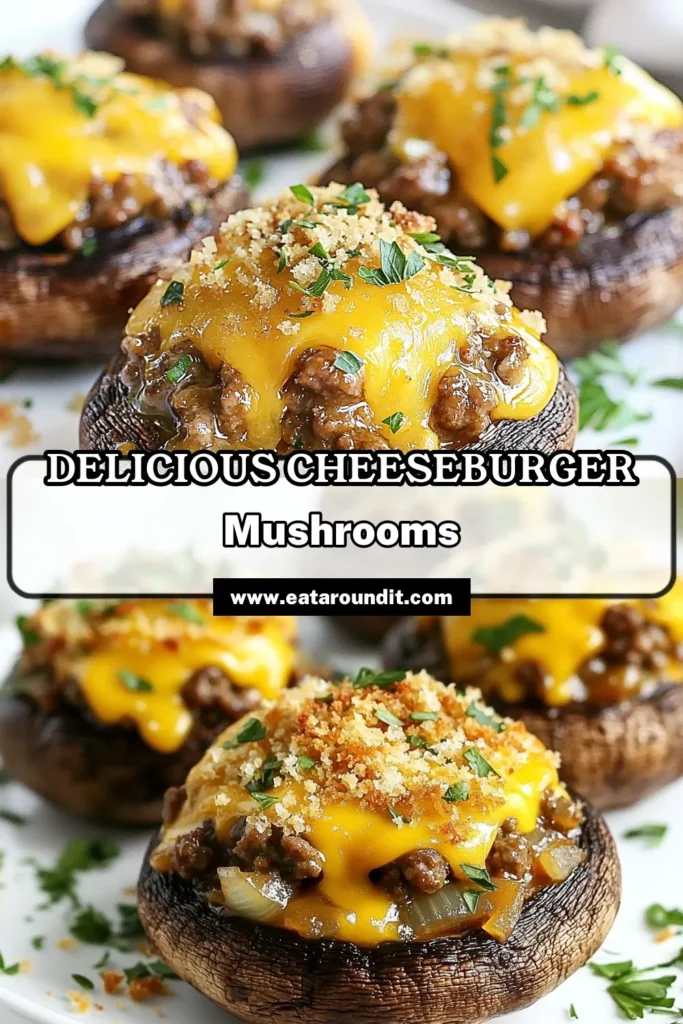 Discover the ultimate game-day treat with these cheeseburger stuffed mushrooms! This easy stuffed mushroom recipe combines ground beef, onions, and cheddar for savory stuffed mushrooms that everyone will love. Perfect as ground beef appetizers or a fun party snack, these tasty bites are sure to impress your guests. Try this delicious recipe today and make your gatherings unforgettable! Save this for your next culinary adventure! #CheeseburgerStuffedMushrooms #StuffedMushroomRecipe #EasyMushroomRecipes #SavoryStuffedMushrooms