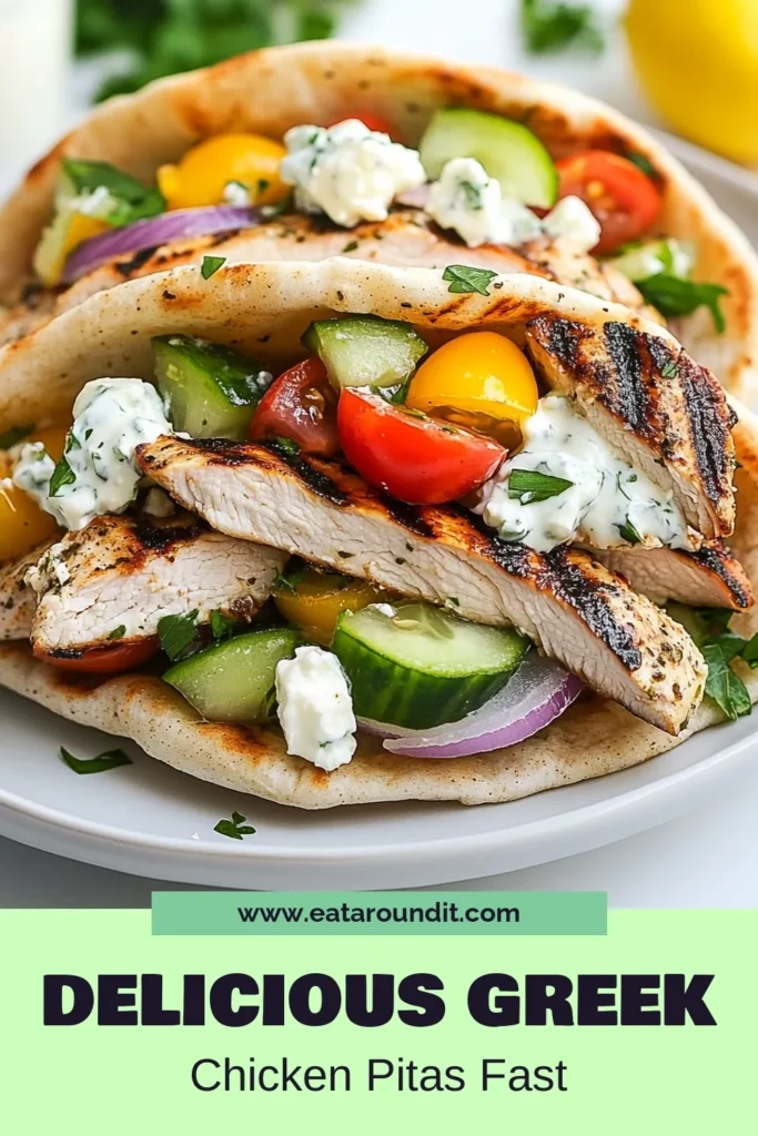 Enjoy a delicious and healthy Greek meal with these Greek Chicken Stuffed Pitas! This stuffed pita recipe features juicy grilled chicken, fresh veggies, and a creamy tzatziki sauce recipe that's perfect for any occasion. Simple to prepare, these Greek chicken pitas are a quick dinner option that everyone will love. Try this nutritious dish today and elevate your mealtime! Save this recipe now! #GreekChickenPitas #StuffedPitaRecipe #GrilledChickenPitas #HealthyGreekMeal