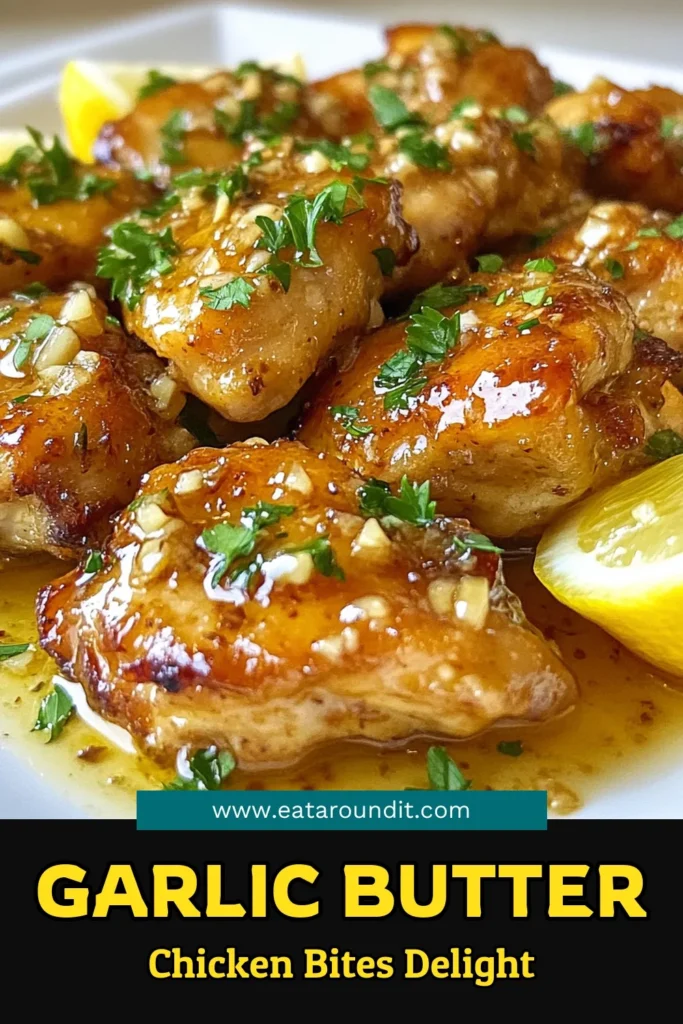 Savor the deliciousness of garlic butter chicken bites with this easy chicken recipe! In just 20 minutes, whip up a flavorful garlic chicken skillet that’s perfect for busy nights. These buttery, seasoned butter chicken bites are sure to impress your family. Ideal for quick dinner ideas, this dish combines tender chicken with aromatic garlic and herbs. Try this recipe and elevate your dinner game! Save for later! #ChickenRecipes #QuickDinnerIdeas #GarlicButter #EasyRecipes