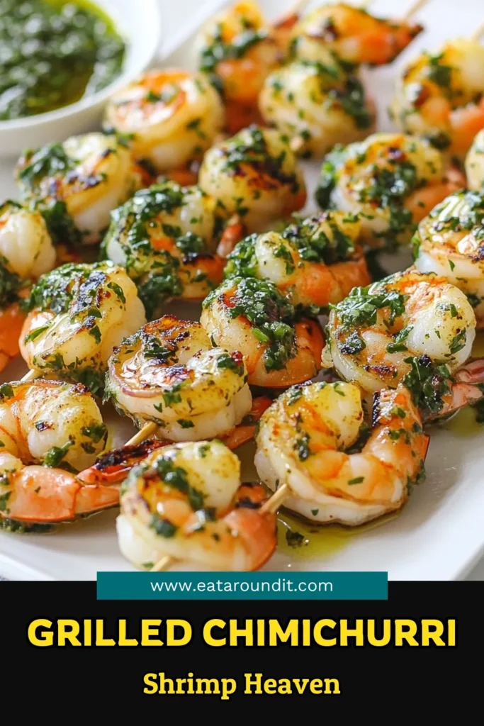 Try these delicious chimichurri shrimp skewers for your next gathering! This grilled shrimp recipe features a flavorful shrimp marinade that's easy to make and enhances the shrimp's natural sweetness. Pair it with our homemade chimichurri sauce recipe for an irresistible shrimp appetizer everyone will love. Perfect for summer grilling! Save this recipe for a tasty meal! #ChimichurriShrimpSkewers #GrilledShrimpRecipe #ShrimpAppetizers #ChimichurriSauceRecipe