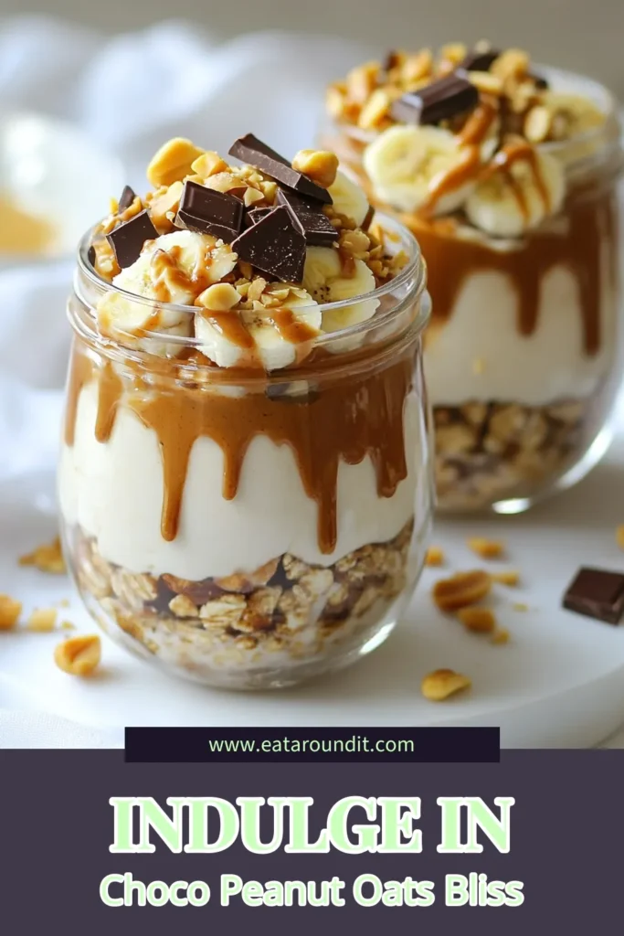 Elevate your breakfast game with Choco-Peanut Overnight Oats! This healthy overnight oats recipe combines creamy peanut butter and rich cocoa powder for a delicious start to your day. Perfect for busy mornings, these easy breakfast ideas are customizable and can be topped with banana and dark chocolate for extra flavor. Don’t miss out on this tasty chocolate oatmeal recipe—save it now for your meal prep! #HealthyBreakfast #OvernightOats #PeanutButterLovers #ChocoPeanutOats