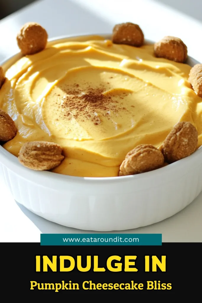 Dive into the sweet and spiced world of Pumpkin Paradise Cheesecake Dip! This creamy, dreamy dip combines pumpkin puree, cream cheese, and warming spices for the perfect fall treat. With easy steps and simple ingredients, you can whip up this delicious dip in just 15 minutes. Whether for a party or a cozy night in, this recipe is sure to impress. Click to explore the recipe and bring a taste of pumpkin bliss to your table! #PumpkinCheesecakeDip #FallRecipes #EasyDesserts #PumpkinSpice