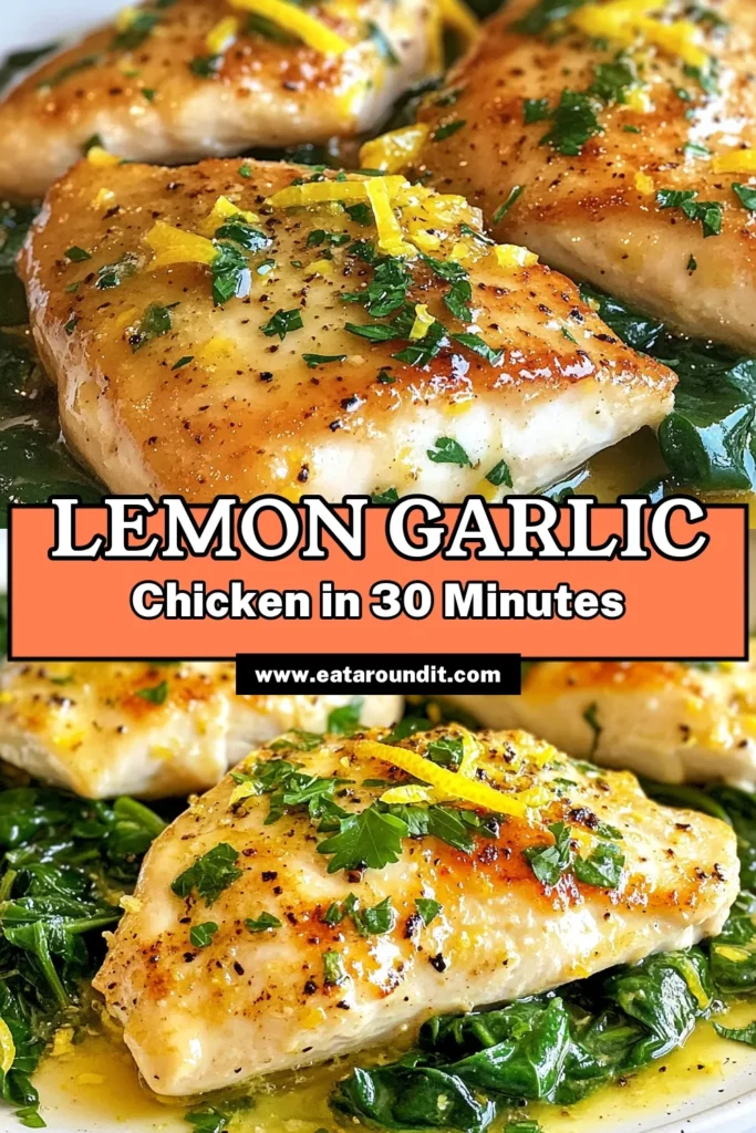 Enjoy a mouthwatering Lemon Garlic Chicken Skillet that's perfect for an easy chicken dinner! This healthy chicken skillet recipe features tender chicken breasts, zesty lemon, and fragrant garlic creating a delightful flavor explosion. Quick to prepare, this garlic lemon chicken is ideal for busy weeknights or meal prep. Try this delicious dish today and elevate your dinner game! Save for later and impress your family! #LemonGarlicChicken #EasyChickenDinner #SkilletChickenRecipe #HealthyChickenSkillet