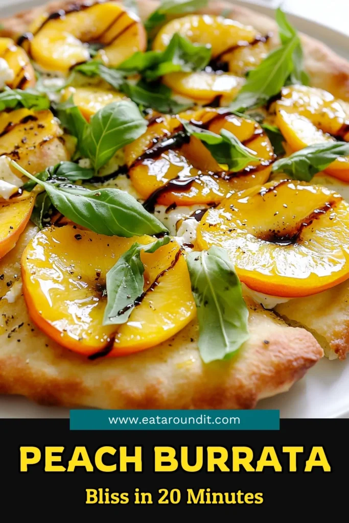 Elevate your snacking game with this Peach Burrata Flatbread recipe! This easy and delicious dish combines savory burrata, sweet caramelized peaches, and fresh arugula on a crispy flatbread. Perfect for gatherings or a light meal, this recipe is ready in just 20 minutes. Click through to uncover the full recipe and impress your guests with a taste of summer! #PeachBurrata #FlatbreadRecipes #EasyAppetizers #SummerEats