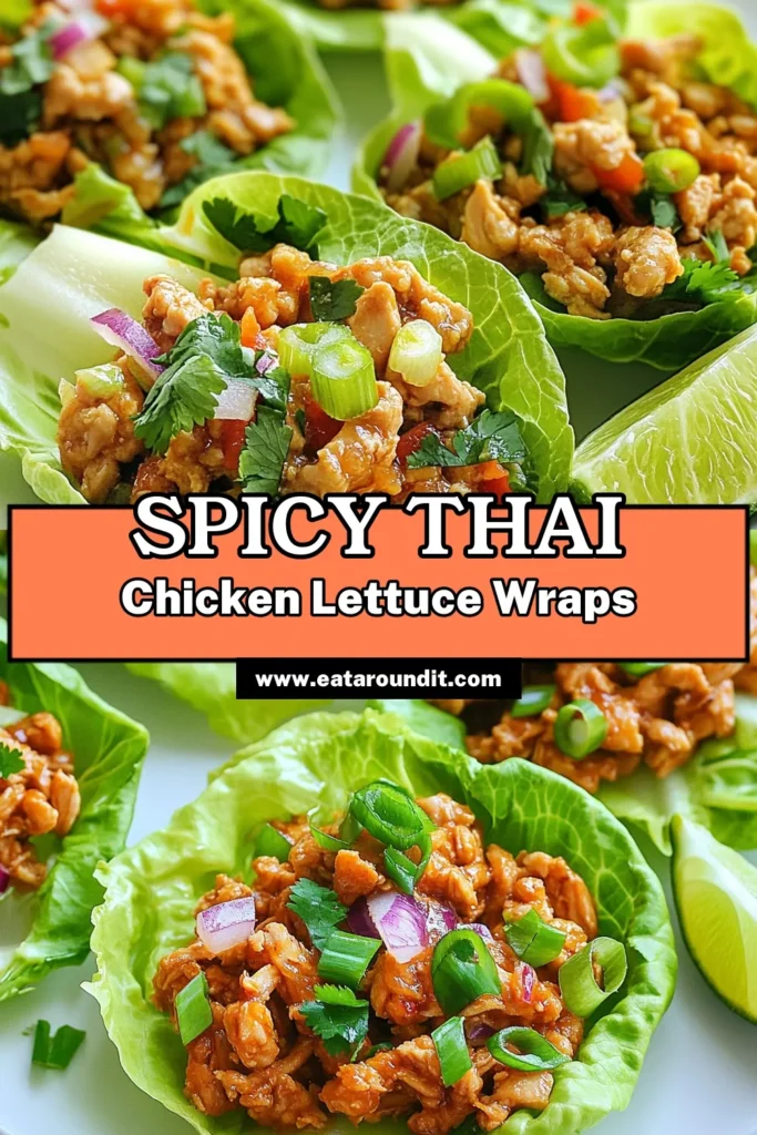 Discover this delicious Spicy Thai chicken recipe featuring healthy ground chicken lettuce wraps that are perfect for appetizers or a light meal. These spicy sriracha chicken cups are bursting with flavor and packed with fresh ingredients, making them a healthy Thai appetizer option. Enjoy a fun and interactive dining experience with this simple lettuce cups recipe. Try it today and elevate your meals! #SpicyThaiChicken #LettuceCups #HealthyAppetizers #GroundChickenWraps