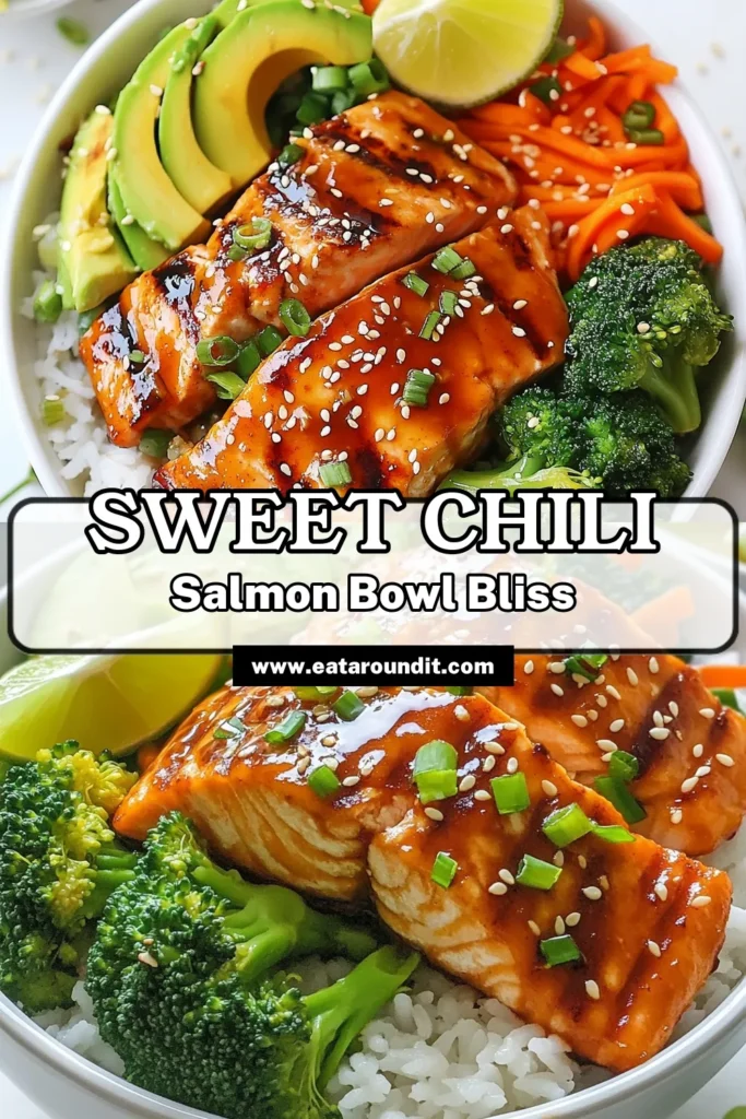 Indulge in these delicious Sweet Chili Salmon Bowls, a healthy salmon recipe perfect for quick dinner ideas! This Asian-inspired salmon dish features marinated salmon fillets served over fluffy jasmine rice, vibrant veggies, and creamy avocado. Ready in just 40 minutes, it's a nutritious meal that’s packed with flavor. Try this salmon rice bowl today and impress your family! Save this recipe for your next dinner! #SweetChiliSalmon #HealthySalmonRecipe #QuickDinnerIdeas #AsianInspiredDish