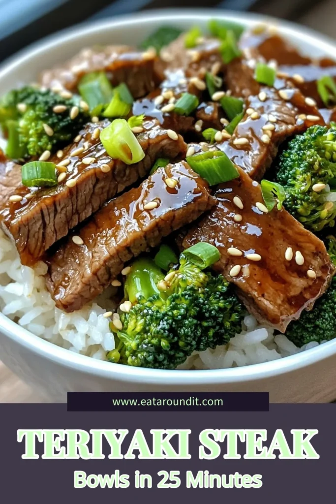 Savor the flavors of these delicious Teriyaki Steak Bowls, featuring tender flank steak and vibrant broccoli. This quick steak dinner comes together in just 25 minutes, making it the perfect option for busy evenings. Try this easy teriyaki sauce recipe that elevates a simple broccoli teriyaki recipe into a tasty meal. Don't miss out on this mouthwatering flank steak stir-fry. Pin it now and enjoy a flavorful delight! #TeriyakiSteakBowls #BroccoliTeriyakiRecipe #QuickSteakDinner #EasyRecipes