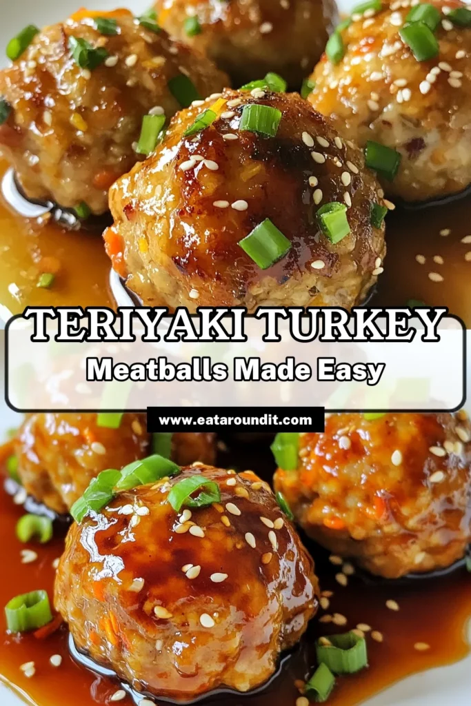 Savor the deliciousness of these Teriyaki Turkey Meatballs! This ground turkey recipe combines honey soy sauce for a flavorful twist on healthy turkey meatballs. Baked to perfection, these baked meatball recipes are not just easy to make but also nutritious. Perfect for meal prep or family dinners, everyone will love them! Try this fantastic recipe today and save it for later! #TeriyakiTurkeyMeatballs #HealthyTurkeyMeatballs #GroundTurkeyRecipe #BakedMeatballRecipe