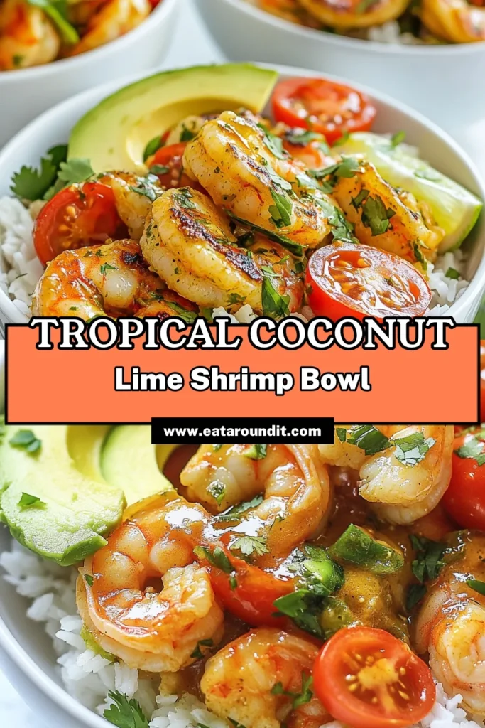Dive into the delicious world of our Coconut Lime Shrimp Bowls! This easy tropical shrimp dish features a creamy coconut lime shrimp recipe that marries tender shrimp with rich coconut milk and zesty lime juice. Serve it over fragrant jasmine rice for a healthy shrimp and rice bowl that's perfect for any occasion. Your taste buds will thank you! Save this recipe and bring the tropics to your kitchen today. #CoconutLimeShrimp #HealthyShrimp #TropicalRecipes #ShrimpBowls