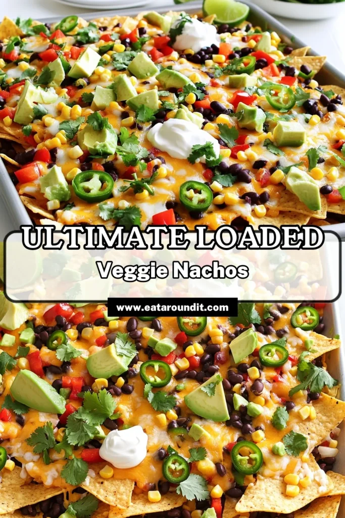 Indulge in a delicious Loaded Veggie Nacho Sheet Pan that's perfect for any get-together or snack time! This easy recipe features layers of tortilla chips topped with black beans, fresh veggies, and gooey cheese, all baked to perfection. Just 25 minutes to prep and cook, this colorful dish is sure to impress. Click to explore the quick and fun recipe and elevate your nacho game today! #VeggieNachos #SnackIdeas #HealthyEating #SheetPanPlan