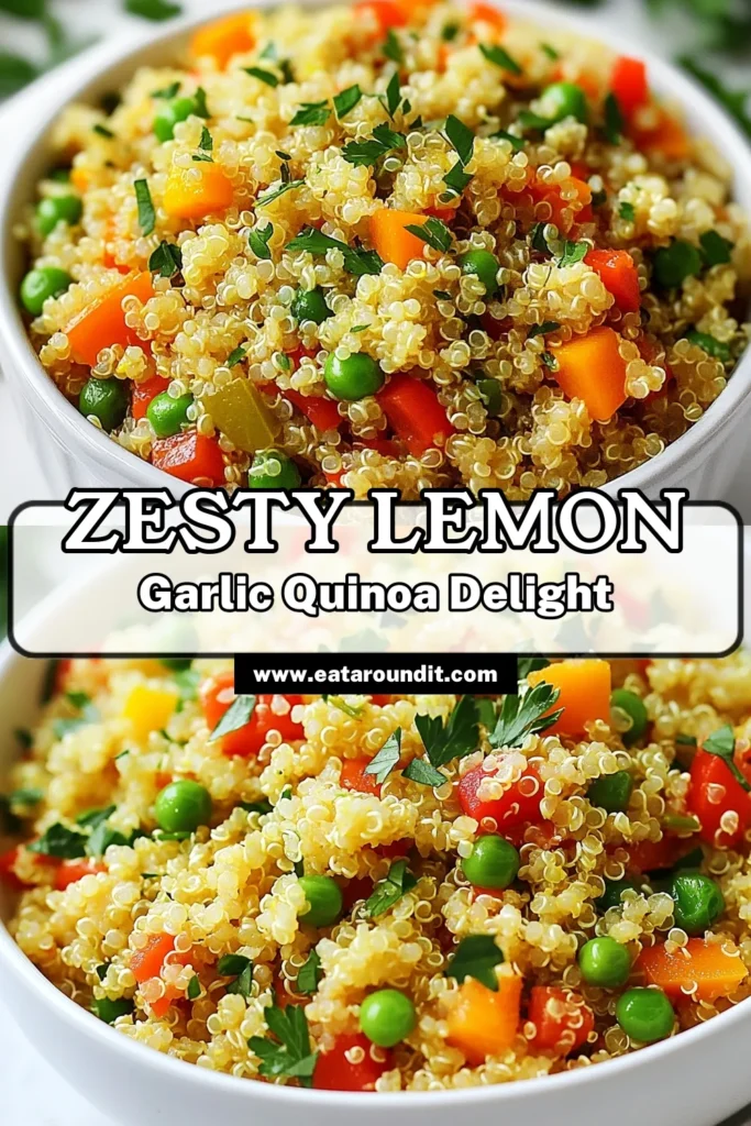 Discover a refreshing and nutritious Lemon Garlic Quinoa recipe that’s perfect for any meal! This vibrant Quinoa Pilaf Recipe combines quinoa, colorful veggies, and zesty lemon for a delightful Vegan Quinoa Salad. Great as a side or a main dish, this Vegetable Quinoa Bowl is packed with flavor and health benefits. Try this easy, healthy quinoa dish today! Save and click for the recipe! #LemonGarlicQuinoa #QuinoaPilafRecipe #VeganQuinoaSalad #HealthyQuinoaDishes