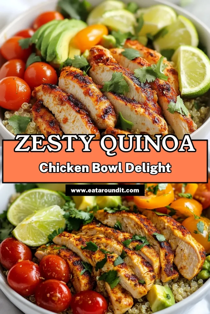Discover the vibrant flavors of this Cilantro Lime Quinoa Chicken recipe, perfect for a healthy meal! This easy chicken dinner recipe features tender chicken served over a refreshing quinoa salad with avocado, making it a delightful gluten-free quinoa dish. Enjoy a nutritious balance of ingredients and tantalizing lime zest. Don't miss out on this delicious healthy chicken quinoa recipe! Save it for meal prep! #CilantroLimeQuinoaChicken #EasyChickenDinner #QuinoaSalad #GlutenFreeCooking