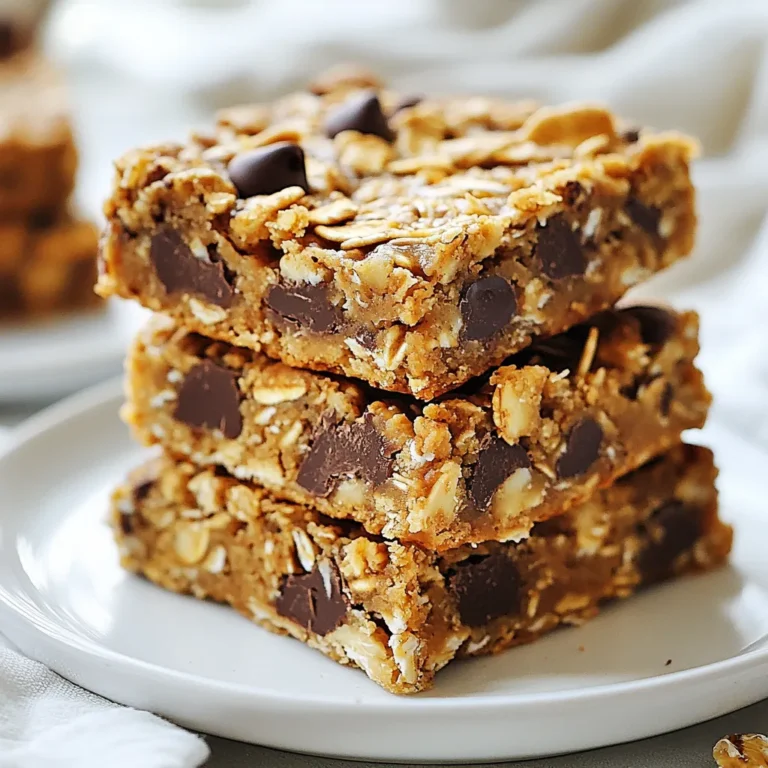 - 2 cups rolled oats - 1 cup natural peanut butter - 1/4 cup honey or maple syrup - 1/2 cup mashed ripe banana - 1/4 cup dark chocolate chips - 1/4 cup chopped nuts - 1/4 cup dried fruit - A pinch of salt Each serving has about 200 calories. You get 8 grams of protein, 10 grams of fat, and 25 grams of carbs. These energy bars offer a good mix of nutrients. The oats give you fiber, while peanut butter adds protein and healthy fats. Adding chocolate or nuts boosts flavor and nutrition. You can make these bars fit your needs by choosing your add-ins. They are tasty and good for you. {{ingredient_image_2}} Start by preheating your oven to 350°F (175°C). While the oven gets warm, grab an 8x8 inch baking dish. Line it with parchment paper, letting the paper hang over the edges. This helps when you want to lift out the bars later. In a large bowl, combine your rolled oats and natural peanut butter. Next, add in 1/4 cup of honey or maple syrup. Then, mash one large ripe banana and mix it in. Don’t forget to add 1/2 teaspoon of vanilla extract for flavor. Stir these ingredients until they form a sticky, cohesive mixture. Now, fold in 1/4 cup of dark chocolate chips, 1/4 cup of chopped nuts, and 1/4 cup of dried fruit. Add a pinch of salt to enhance the taste. Pour the mixture into your prepared baking dish. Use a spatula or the back of a spoon to press it down evenly. Place the dish in your preheated oven. Bake for 20-25 minutes. Look for the edges to turn golden brown. When done, carefully take the dish out. Let it cool completely in the pan. Once cool, lift the bars out using the parchment paper. Transfer them to a cutting board and slice them into bars or squares. To get the best texture for your energy bars, start with the right ingredients. I recommend using rolled oats, as they give a chewy feel. If you want a softer bar, add more mashed banana or a bit more peanut butter. You can also mix in some ground flaxseed for added fiber and a softer bite. Make sure to press the mixture firmly into the baking dish. This helps the bars stick together when baked. If the mix feels too dry, a splash of water can help. Just remember, a little moisture goes a long way. Serving your energy bars can be fun and creative. You can stack them on a nice plate for a great look. Wrap each bar in parchment paper for a neat touch. This makes them easy to grab on the go. For a fancy finish, sprinkle a few extra chocolate chips or nuts on top before serving. This adds color and texture. You can also serve them with a side of yogurt or fresh fruit for a balanced snack. To keep your energy bars fresh, store them in an airtight container. They can last up to a week at room temperature. If you want to keep them longer, freezing is a great option. Wrap each bar in plastic wrap or foil before placing them in a freezer bag. They will stay fresh for about three months. When you are ready to eat, just take out a bar and let it thaw for a bit. Enjoy your homemade treat any time! Pro Tips Storage Tip: Keep your energy bars in an airtight container at room temperature for up to a week, or refrigerate for longer freshness. Customization Tip: Feel free to swap the nuts, dried fruits, or chocolate chips with your favorite mix-ins to create your own unique flavor. Texture Tip: For an extra chewy texture, allow the bars to cool in the fridge for a few hours before cutting them into squares. Serving Tip: Serve these bars as a quick breakfast or a post-workout snack for a delicious energy boost! {{image_4}} You can change the taste of your energy bars by using different nut butters. Try almond butter or cashew butter for a new spin. Each nut butter adds its unique flavor. For sweeteners, honey works great, but maple syrup gives a nice twist. You can even use agave syrup if you want something different. If you want to change things up, consider different add-ins. Instead of nuts, use seeds like pumpkin or sunflower seeds. They add crunch and flavor too. For fruits, swap raisins for chopped dates or dried apples. You can also change the grains by using quinoa flakes instead of oats. This will give you a new texture and taste. Making your bars vegan is easy. Just use maple syrup instead of honey and choose a vegan nut butter. For gluten-free bars, make sure your oats are certified gluten-free. If you want lower-calorie options, reduce the nut butter and chocolate chips. You can add more mashed banana or applesauce to keep them moist. These small changes let you enjoy tasty bars that fit your diet. Homemade energy bars pack a punch of nutrition. They use simple, whole ingredients. Rolled oats give you fiber, which helps with digestion. Natural peanut butter adds protein and healthy fats. Honey or maple syrup offers natural sweetness without added chemicals. The ripe banana gives potassium and makes the bars moist. Adding dark chocolate chips, nuts, and dried fruit boosts the flavor. These ingredients also add vitamins and minerals. You can feel good knowing you control what goes into your bars. This makes them a healthy snack for kids and adults alike. Making energy bars at home saves you money. Store-bought bars can cost a lot. A box of 6 bars may run you $6 or more. With homemade bars, you spend less per serving. The ingredients for this recipe cost around $5 total. Plus, you make 12 bars. That’s about 42 cents per bar! When you make your own bars, you avoid high prices. You also skip the hidden sugars and additives. Your wallet and your health will thank you. One of the best parts of making energy bars at home is the freedom to customize. You can choose your favorite flavors and add-ins. Do you love nuts? Add more! Want a berry burst? Toss in some dried cranberries. You can also make these bars fit special diets. Use almond butter for nut allergies. Swap honey for agave to make it vegan. This control lets you create energy bars just the way you like them. Enjoy the fun of personalizing your snacks! Yes, you can use quick oats. However, the texture will change. Quick oats cook faster and become softer. Rolled oats keep some bite and shape. If you want chewy bars, stick with rolled oats. These energy bars last about one week at room temperature. Store them in an airtight container. For longer storage, keep them in the fridge for up to two weeks. You can also freeze them for up to three months. Absolutely! You can use almond butter, cashew butter, or sunflower seed butter. Each nut butter adds its unique taste. Make sure to choose a nut butter that suits your allergies or preferences. This blog post covered how to make easy homemade energy bars. We discussed the main and optional ingredients, step-by-step baking instructions, and tips for perfect texture. You can flavor these bars any way you like. Plus, you learned about their health benefits and how they save money. Making energy bars at home gives you control over what you eat. Enjoy experimenting with flavors and ingredients to suit your taste. Healthy snacks can be fun and easy!