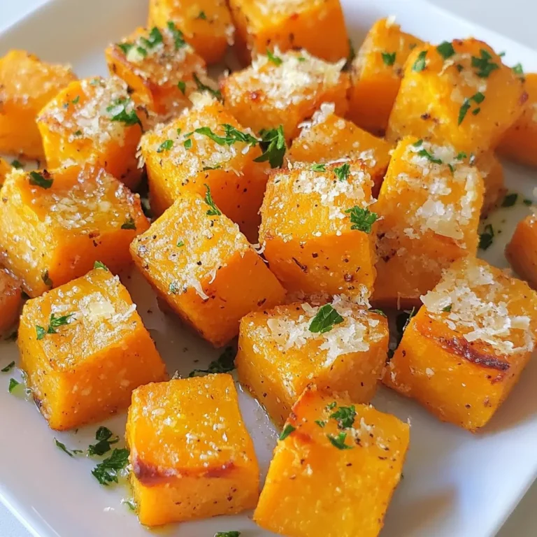 - 4 medium sweet potatoes, peeled and cut into 1-inch cubes - 4 tablespoons extra virgin olive oil - 4 cloves garlic, minced - 1 teaspoon dried oregano - 1 teaspoon smoked paprika - ½ cup freshly grated Parmesan cheese - Sea salt and freshly ground black pepper, to taste - Fresh parsley, chopped To make Garlic Parmesan Roasted Sweet Potatoes, gather these fresh ingredients. Sweet potatoes give a sweet and creamy base. Olive oil adds richness and helps crisp the edges. Minced garlic brings a bold flavor that pairs well with the sweet potatoes. Dried oregano adds an earthy tone, while smoked paprika brings warmth and depth. Parmesan cheese is the star, adding a salty, cheesy layer. Sea salt and black pepper enhance all the flavors. Finally, fresh parsley adds a pop of color and freshness when serving. You can always adjust the amounts to suit your taste. Enjoy the process of preparing these simple yet delicious ingredients! {{ingredient_image_2}} First, set your oven to 425°F (220°C). This high heat helps the sweet potatoes become crisp. Next, line a large baking sheet with parchment paper. This makes cleanup easy and prevents the sweet potatoes from sticking. In a big bowl, combine the peeled and cubed sweet potatoes with olive oil. Add minced garlic, dried oregano, and smoked paprika. Don’t forget to season with sea salt and freshly ground black pepper. Use your hands or a spatula to toss everything. Make sure each sweet potato cube gets coated well with the mix. Now, spread the sweet potatoes in a single layer on your baking sheet. This helps them roast evenly. Place the baking sheet in the oven. Roast the sweet potatoes for about 25-30 minutes. When halfway through, flip them for even browning. They should become fork-tender with a crispy surface. After roasting, take the baking sheet out. Generously sprinkle the grated Parmesan cheese over the hot sweet potatoes. This step adds a rich flavor. Return them to the oven for 5-7 minutes. The cheese will melt and turn a lovely golden brown. Enjoy the delicious smell in your kitchen as they finish cooking! To get perfect garlic Parmesan roasted sweet potatoes, spread them in a single layer. This allows hot air to circulate, leading to even cooking. If the pieces overlap, some may not roast well. Flip the sweet potatoes halfway through roasting. This helps all sides get crispy and brown. You can adjust garlic levels to fit your taste. If you love garlic, feel free to add more minced cloves. Other seasonings can boost flavor too. Try adding herbs like thyme or rosemary. A pinch of cayenne can give a nice kick. Experiment to find your favorite mix. Serve your sweet potatoes in a shallow dish. This lets the golden tops show off. For a colorful touch, garnish with fresh parsley. Add a slice of lemon on the side for extra flavor. It brightens the dish and looks great too. Pro Tips Choosing Sweet Potatoes: Opt for sweet potatoes that feel firm and have smooth skin. Avoid any with blemishes or soft spots for the best flavor and texture. Garlic Options: If you love garlic, consider roasting some whole cloves alongside the sweet potatoes for a sweeter, mellower flavor that you can toss in at serving. Cheese Alternatives: For a twist, try using different cheeses like feta or goat cheese for a tangy flavor, or nutritional yeast for a vegan option. Storage Tips: Leftover roasted sweet potatoes can be stored in an airtight container in the fridge for up to 3 days. Reheat in the oven to maintain crispiness. {{image_4}} You can switch up the flavor by using different cheeses. Cheddar adds a sharp taste, while feta brings a salty kick. If you prefer a creamier texture, try mozzarella. Each cheese offers a unique flavor profile. Experimenting with cheese makes this dish more fun and flexible. You can mix up the herbs and spices to find your favorite blend. Try adding rosemary for an earthy taste or thyme for a fresh twist. If you like heat, sprinkle in some cayenne pepper or chili flakes. These changes can take your sweet potatoes from basic to exciting. Want a vegan option? Replace Parmesan with nutritional yeast. It gives a cheesy flavor without dairy. You can also use avocado oil instead of olive oil. This makes the dish plant-based while keeping it tasty and healthy. Enjoy your roasted sweet potatoes with these easy swaps! Store any leftover Garlic Parmesan Roasted Sweet Potatoes in an airtight container. This keeps them fresh. They will stay good in the fridge for about 3 to 5 days. Make sure to let them cool down before sealing the container. This helps prevent moisture buildup. To freeze your sweet potatoes, first, let them cool completely. Next, place them in a single layer on a baking sheet. Freeze them for about 2 hours until solid. Once frozen, transfer them to a freezer-safe bag or container. Be sure to squeeze out as much air as possible. When ready to eat, you can reheat them directly from the freezer. Bake them in the oven at 400°F (200°C) until heated through, about 20-25 minutes. In the fridge, Garlic Parmesan Roasted Sweet Potatoes last 3 to 5 days. If you freeze them, they can last for about 2 to 3 months. However, for the best taste and texture, eat them within a month. Always check for any signs of spoilage before eating. Yes, you can use other potatoes! Regular potatoes, like russets or Yukon golds, work well. They will give a different taste and texture but will still be tasty. Just cut them into 1-inch cubes like the sweet potatoes. You might want to adjust the cooking time. They may need a little less time to roast. To add some heat, try a pinch of cayenne pepper or red pepper flakes. You can also add sliced jalapeños before roasting. Another fun option is to mix in a spicy seasoning blend with the garlic and olive oil. Just remember to keep tasting as you go! These sweet potatoes pair great with many dishes! Serve them with grilled chicken or fish for a hearty meal. They also go well with a fresh salad or steamed veggies. For a fun twist, offer a dollop of yogurt or a spicy sauce on the side for dipping. Enjoy experimenting with your meals! In this post, I covered how to make garlic Parmesan roasted sweet potatoes. You learned about each ingredient, step-by-step instructions, and cooking tips. I also shared ways to enhance flavor, storage methods, and variations for different tastes. Experiment with flavors and enjoy this tasty dish in many ways. These sweet potatoes can impress anyone at your table. Enjoy your cooking adventure!