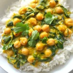 - 2 cans (15 oz each) chickpeas, drained and rinsed - 2 cups fresh spinach, roughly chopped - 1 can (14 oz) coconut milk Chickpeas are the star of this dish. They add protein and fiber, making it filling. Spinach brings color and nutrients. Coconut milk adds creaminess and a subtle sweetness. - 2 tablespoons curry powder - 1 teaspoon ground cumin - 1/2 teaspoon turmeric Curry powder gives the dish warmth. Ground cumin adds depth, while turmeric brings a vibrant hue. These spices are key to the flavor profile. - 1 tablespoon olive oil - 3 cloves garlic, minced - 1-inch piece of ginger, grated - Fresh cilantro for garnish - Steamed basmati rice for serving Olive oil helps sauté the base. Garlic and ginger add aroma and zest. Fresh cilantro brightens each bowl. Serving with basmati rice balances the dish perfectly. {{ingredient_image_2}} - Heat 1 tablespoon of olive oil in a large pot over medium heat. - Once hot, add 1 finely chopped large onion. - Sauté the onion for about 5 minutes, until it turns soft and clear. - Next, add 3 minced cloves of garlic and 1-inch grated ginger. - Cook this mix for about 2 minutes. The smell should be fragrant. - Now sprinkle in 2 tablespoons of curry powder, 1 teaspoon of ground cumin, 1 teaspoon of ground coriander, and 1/2 teaspoon of turmeric. - Stir the spices well and toast them for about 1 minute. This helps to release their flavors. - Carefully add 2 cans of drained chickpeas and 1 can of coconut milk. - Mix everything together until well blended, and let it come to a gentle simmer. - Once the curry simmers, lower the heat and let it cook for 8-10 minutes. - Stir occasionally to stop it from sticking. - After that, add 2 cups of chopped spinach. Cook for another 3-5 minutes, until the spinach wilts. - Taste the curry and season with Himalaya salt and cracked pepper to your liking. - Serve the hot curry over steamed basmati rice and garnish with fresh cilantro. Enjoy your meal! To ensure optimal flavor in your chickpea spinach curry, always start with fresh ingredients. Fresh garlic and ginger make a big difference. Sauté the onion until soft to build a rich base. Toast the spices for one minute to bring out their flavors. This step adds depth to your dish. To prevent sticking during cooking, stir the mixture often. Use a non-stick pot or skillet for easier cleanup. If your curry thickens too much, add a splash of water or coconut milk to keep it creamy and smooth. Pair your curry with steamed basmati rice. The fluffy rice absorbs the rich flavors well. You can also serve it with naan bread for a delightful twist. For garnishing, sprinkle fresh cilantro leaves on top. A slice of lime gives a bright touch. You can add a dollop of yogurt for creaminess if you like. Chickpeas are packed with protein and fiber. They help keep you full longer and support digestion. They are low in fat and rich in vitamins and minerals, making them a great choice. Spinach is a superfood! It is full of iron and vitamins A, C, and K. Eating spinach boosts your immune system and helps your body stay strong. Plus, its vibrant green color makes your dish look great! Pro Tips Use Fresh Spices: Fresh spices can significantly elevate the flavor of your curry. Consider buying whole spices and grinding them yourself for maximum aroma and potency. Adjust Consistency: If you prefer a thicker curry, let it simmer uncovered for a few extra minutes to reduce the liquid. For a creamier texture, add more coconut milk. Incorporate Other Vegetables: Feel free to add other vegetables like bell peppers or carrots for added nutrition and color. They can be sautéed along with the onions. Enhance with Acid: A squeeze of lime or lemon juice just before serving can brighten the flavors and balance the richness of the coconut milk. {{image_4}} To make this dish even more plant-friendly, you can substitute the coconut milk with cashew cream or almond milk. These options add a nutty flavor and keep the dish creamy. You can also add other plant-based ingredients like bell peppers, zucchini, or carrots. These add color and texture to the curry. If you need a gluten-free option, you can skip any thickening agents with gluten. Instead, use cornstarch or arrowroot powder mixed with water to thicken the curry. This will not change the flavor and keeps it safe for those with gluten sensitivity. To boost the taste of your curry, consider adding different vegetables. Peas, sweet potatoes, or cauliflower work well here. They soak up the flavors and add nutrition. For those who like heat, spice it up with fresh chilis or red pepper flakes. This gives the dish a nice kick and makes it even more exciting. To store your leftover chickpea spinach curry, let it cool first. Place it in an airtight container. This keeps moisture out and flavors in. The dish can stay fresh in the fridge for about 3 to 5 days. Always check for any off smells or changes in texture before eating. Freezing is a great way to save your curry for later. Use a freezer-safe container or bag. Make sure to remove as much air as possible. This helps prevent freezer burn. Your chickpea spinach curry can last up to 3 months in the freezer. When you're ready to eat, thaw it overnight in the fridge. Heat it gently on the stove until hot, stirring often. You can cook chickpea spinach curry in advance. It makes meal prep easy and quick. Prepare a big batch and store it in individual portions. This way, you can grab a serving for lunch or dinner throughout the week. It tastes even better after the flavors meld together in the fridge! Chickpea spinach curry can last about 3 to 5 days in the fridge. Make sure to store it in an airtight container. This keeps the flavors fresh and helps prevent spoilage. When you want to eat it again, just reheat it on the stove or in the microwave. Yes, you can use dried chickpeas. Start by soaking them overnight in water. This softens them and cuts cooking time. After soaking, cook them in boiling water for about 1 to 1.5 hours until soft. Then, drain and rinse them before adding to the curry. If you need a substitute for coconut milk, try almond milk or soy milk. Both options work well for a dairy-free choice. You can also use cashew cream for a richer texture. Just remember to adjust the spices to match your desired flavor. In this blog post, we explored a simple and tasty Chickpea Spinach Curry. We discussed the key ingredients like chickpeas, spinach, and coconut milk. I shared easy steps for cooking, along with helpful tips to enhance your dish. We examined variations to suit vegan and gluten-free diets. Finally, we covered how to store leftovers and meal prep. This curry is not just good for your taste buds; it’s also packed with nutrients. Enjoy making this healthy meal!