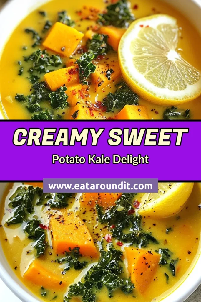 Warm your soul with this delicious Sweet Potato Kale Soup, a vegan kale soup recipe that's both hearty and nutritious. Packed with vibrant vegetables and creamy coconut milk, this healthy vegetable soup is perfect for any meal. Easy to make and rich in flavor, it’s one of the best easy vegetable broth recipes to try today. Discover the joy of cooking with this comforting bowl of goodness. Save this recipe for later! #SweetPotatoKaleSoup #VeganRecipes #HealthyEating #SoupLovers