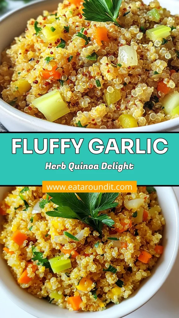 Discover this delicious Garlic Herb Quinoa recipe, a healthy quinoa pilaf that's perfect as a quinoa side dish! Made with vegetable broth quinoa, garlic, and fresh herbs, this easy quinoa recipe takes just 30 minutes to prepare. With its rich flavors and nutritious ingredients, it's a meal your family will love. Save this recipe for your next dinner and enjoy a quick, nutritious side! #QuinoaRecipe #HealthyEating #MealPrep #VegetarianCooking