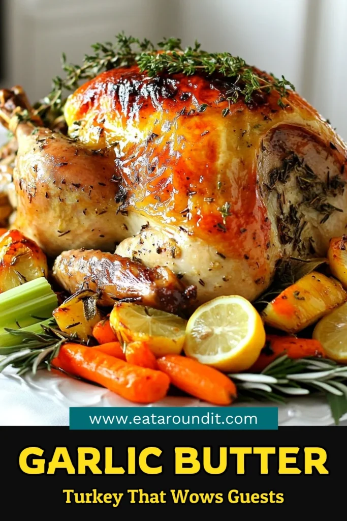 Looking for the perfect Thanksgiving Turkey Recipe? Try this Garlic Butter Herb Roasted Turkey! This Moist Roast Turkey, infused with rich Garlic Herb Butter, promises to be the star of your holiday feast. With fresh herbs and a simple cooking technique, it’s easy to make and deliciously satisfying. Make your holiday memorable—save and share this Herb Roasted Turkey Recipe today! #GarlicButterTurkey #ThanksgivingTurkeyRecipe #MoistRoastTurkey #HerbRoastedTurkey