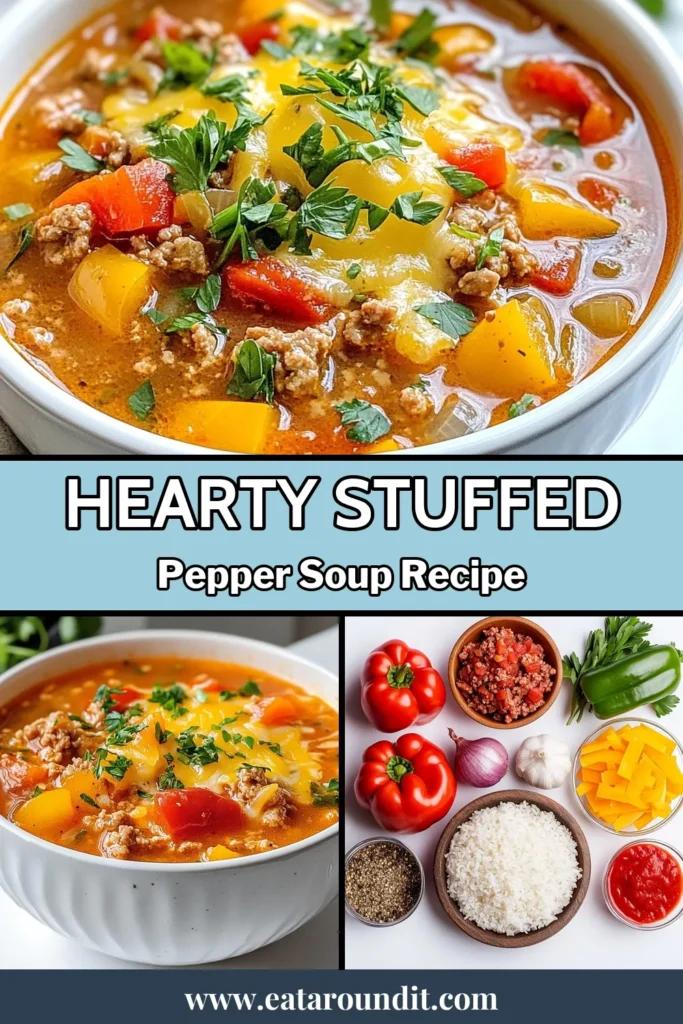 Discover how to make this delicious Instant Pot stuffed pepper soup that's both hearty and satisfying. This easy stuffed pepper soup recipe features ground turkey, vibrant bell peppers, and wholesome ingredients, all cooked in your pressure cooker for maximum flavor in minimal time. Perfect for busy weeknights, this ground turkey soup recipe is a must-try! Save and share for your next family meal! #StuffedPepperSoup #InstantPotRecipes #QuickSoup #HealthyEating