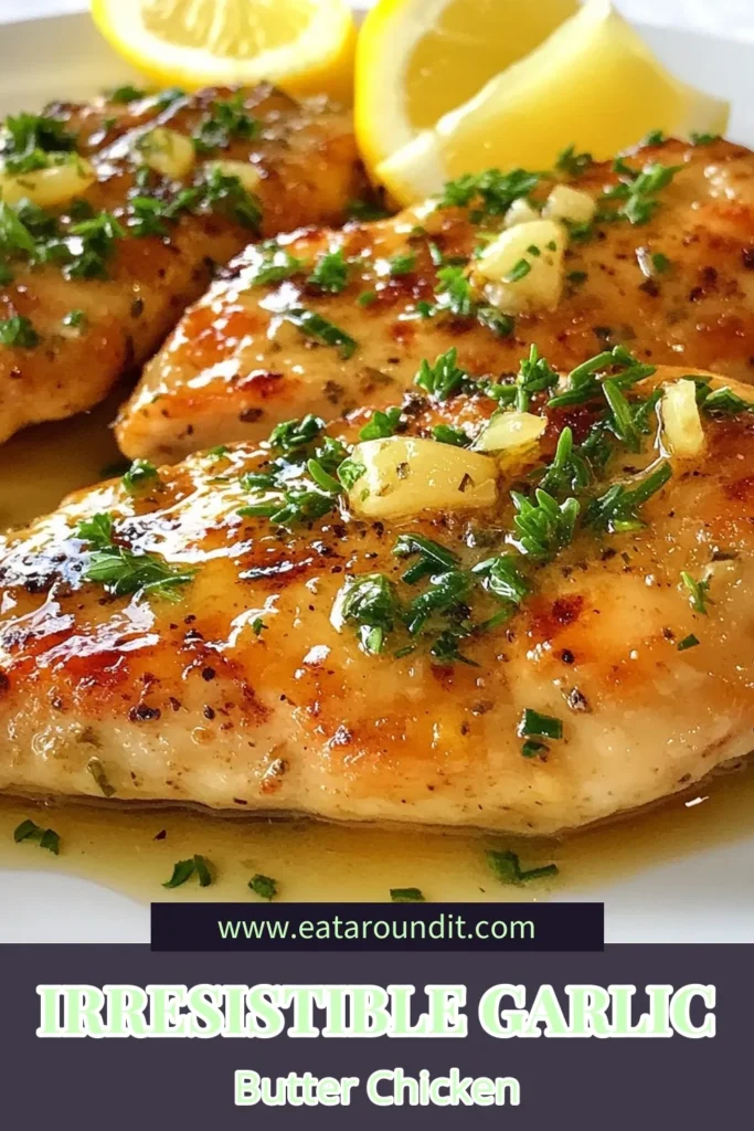 Discover the ultimate garlic herb butter chicken recipe that’s perfect for a flavorful chicken dinner! This easy chicken recipe features tender, oven-baked chicken breasts coated in a rich garlic herb butter. It only takes 45 minutes to prepare, making it a go-to option for busy nights. Elevate your meal with this delicious garlic chicken breast dish. Save this recipe now for a taste of perfection! #GarlicChicken #EasyRecipe #DinnerIdeas #ChickenDinner