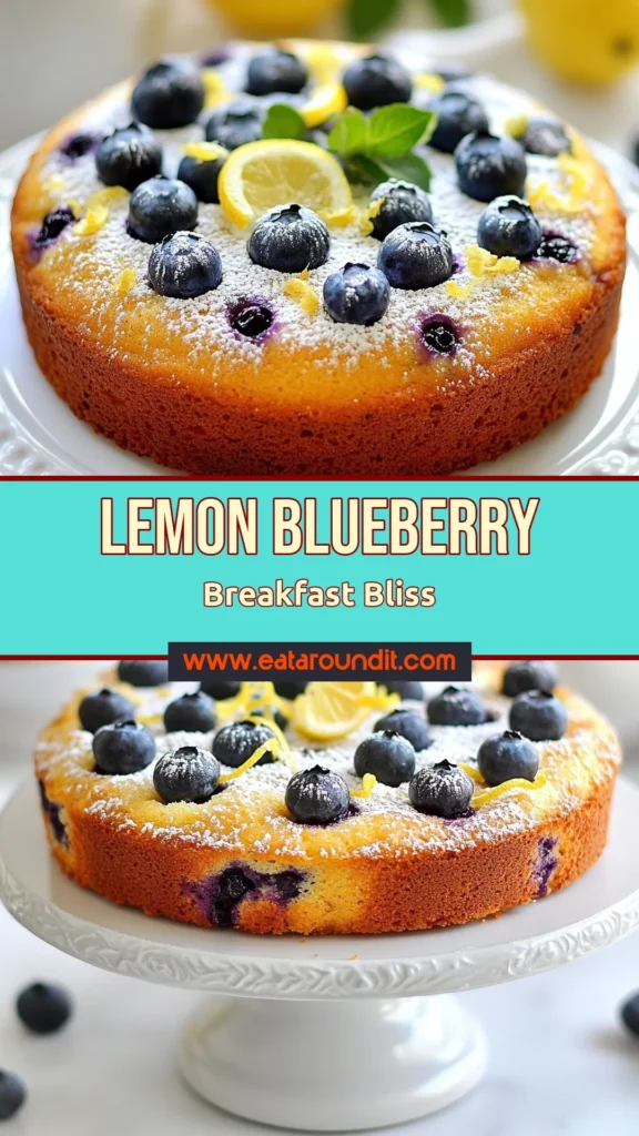 Savor the delightful flavors of this Lemon Blueberry Breakfast Cake, an easy breakfast cake recipe that’s perfect for any morning. With its fluffy blueberry cake texture and invigorating lemon zest cake taste, this homemade blueberry dessert is sure to impress. A delicious treat that’s quick to make and even better to eat! Try it today and brighten your breakfast table! #LemonBlueberryBreakfastCake #EasyBreakfastRecipe #FluffyBlueberryCake #HomemadeDesserts