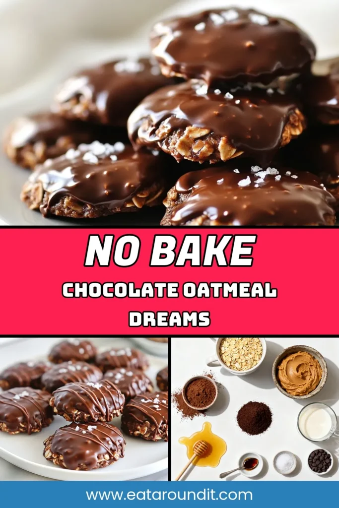 Indulge in these no-bake chocolate oatmeal cookies – the perfect easy vegan cookie recipe! With quick oats and rich cocoa, these healthy no-bake cookies are a must-try for all chocolate lovers. Whip up these decadent chocolate desserts in just 40 minutes, and enjoy their delightful crunch. Ready to satisfy your sweet tooth? Save this recipe and treat yourself today! #NoBakeCookies #VeganDessert #ChocolateOatmeal #EasyCookieRecipe